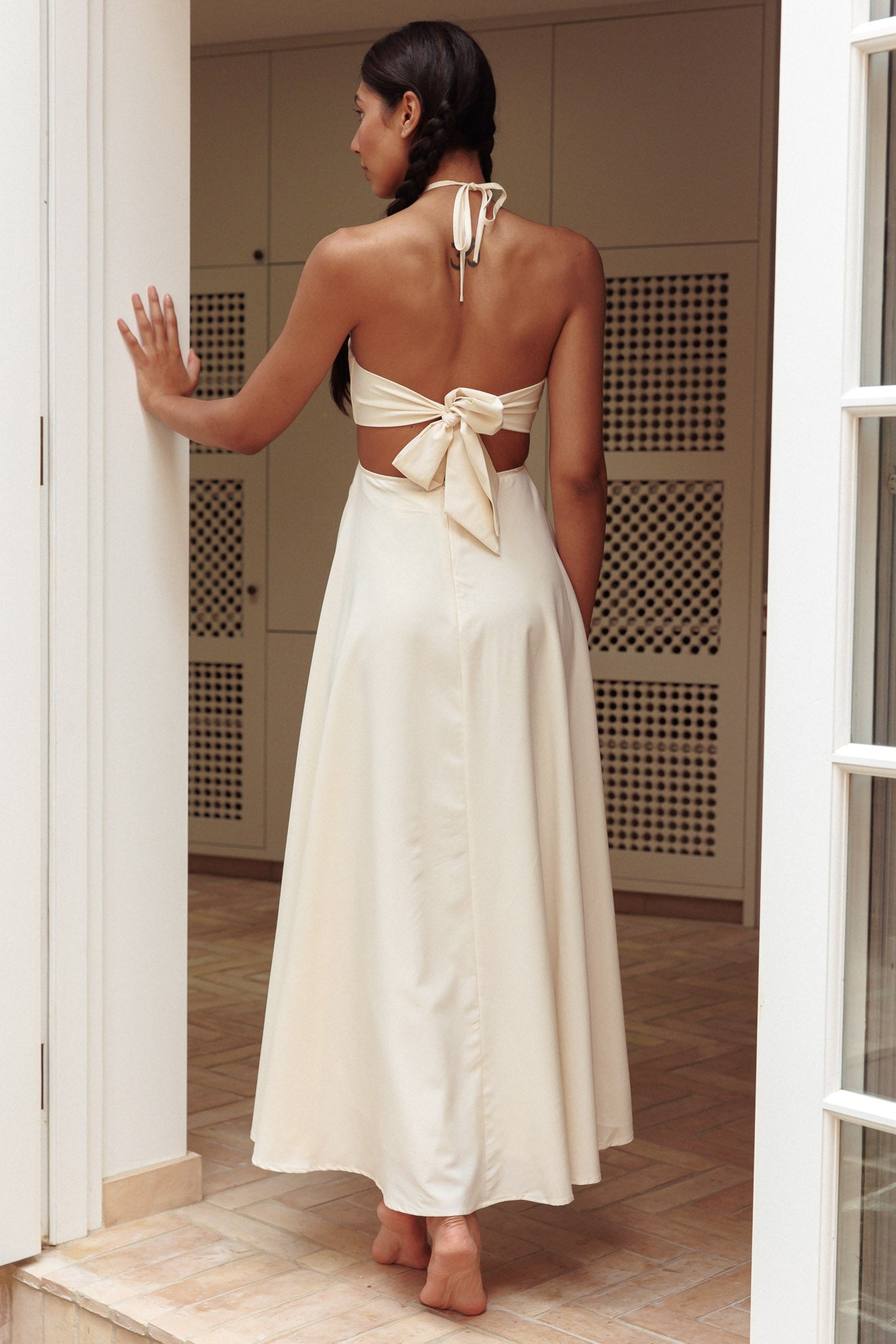 Onika Cut-Out Tied Back Maxi Dress Butter Onika Cut-Out Tied Back Maxi Dress Butter