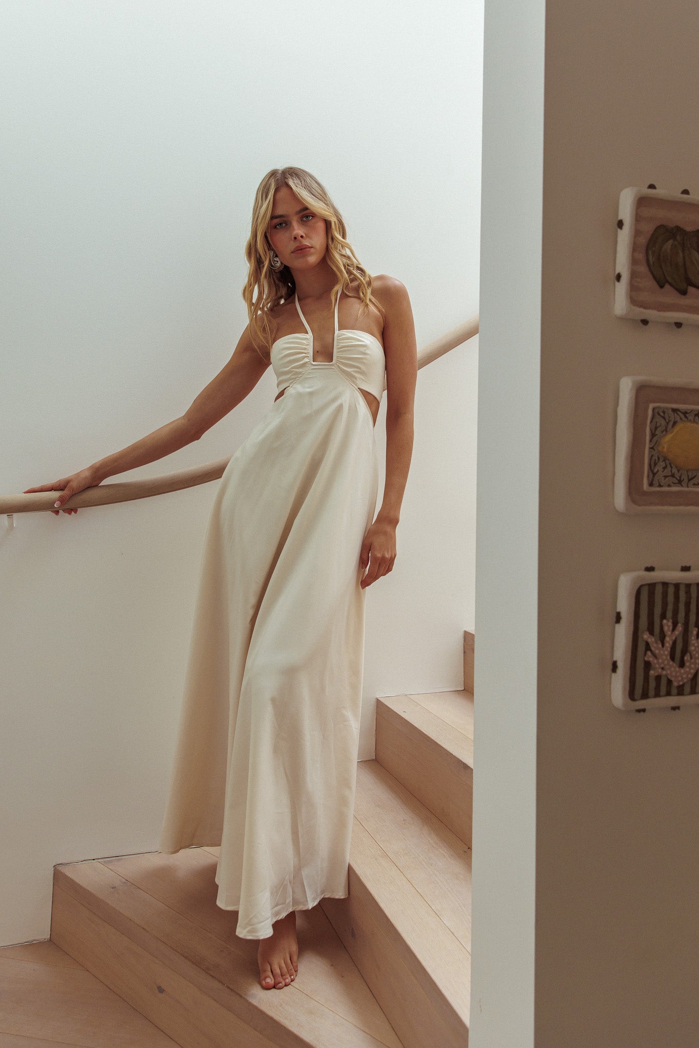 Onika Cut-Out Tied Back Maxi Dress Butter Onika Cut-Out Tied Back Maxi Dress Butter