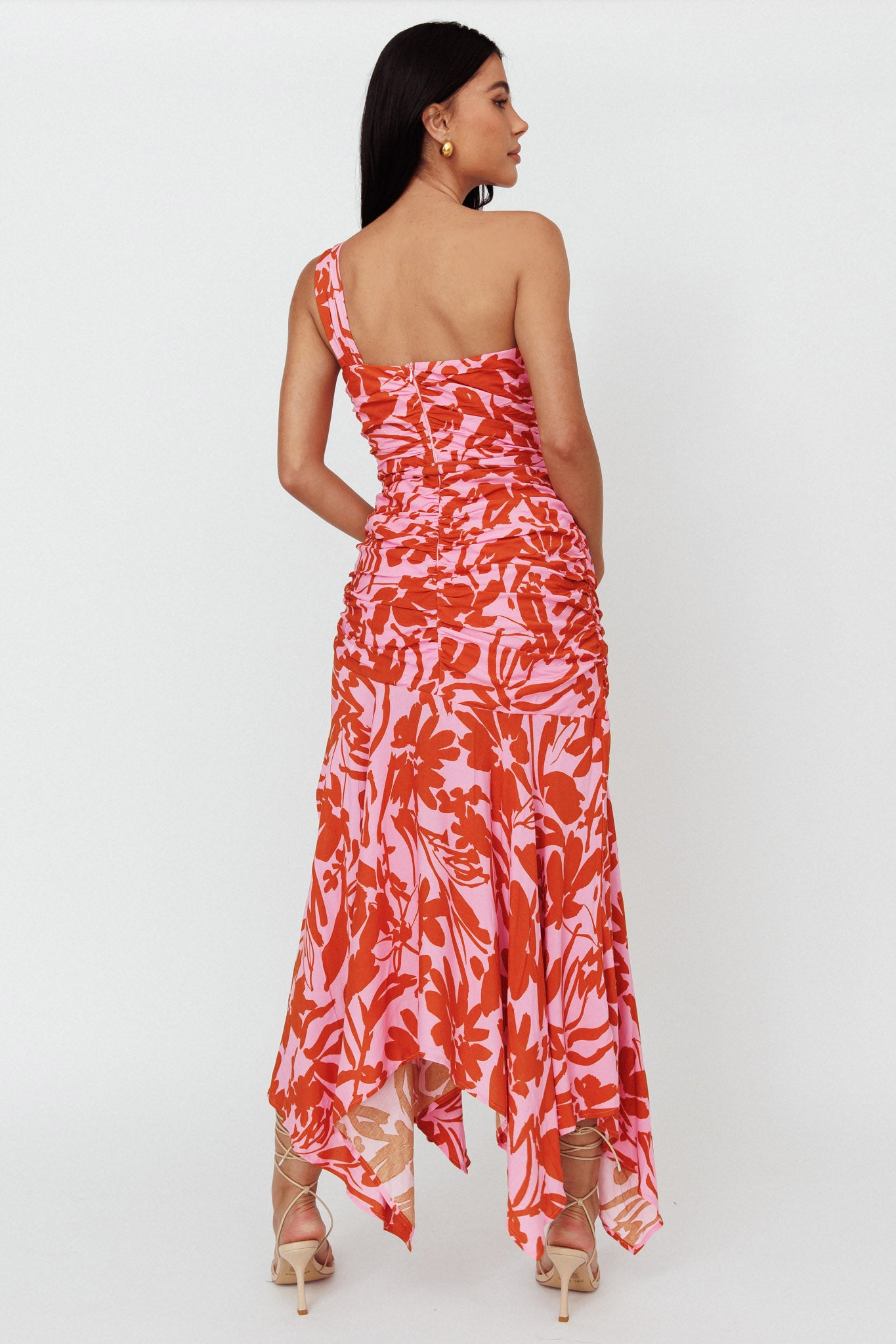Chandler One-Shoulder Ruched Midi Dress Lilac by Selfie Leslie