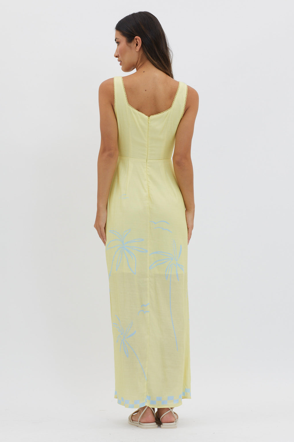 Sun Valley Tied Bodice Maxi Dress Lemon by Selfie Leslie
