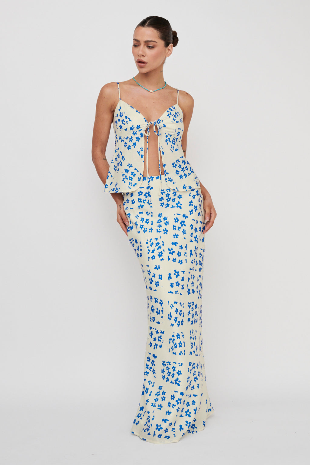 Heart & Soul Maxi Skirt Floral Cream by Selfie Leslie