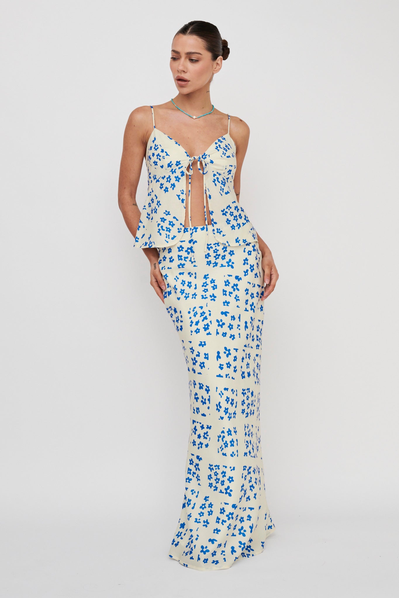 Heart & Soul Maxi Skirt Floral Cream by Selfie Leslie