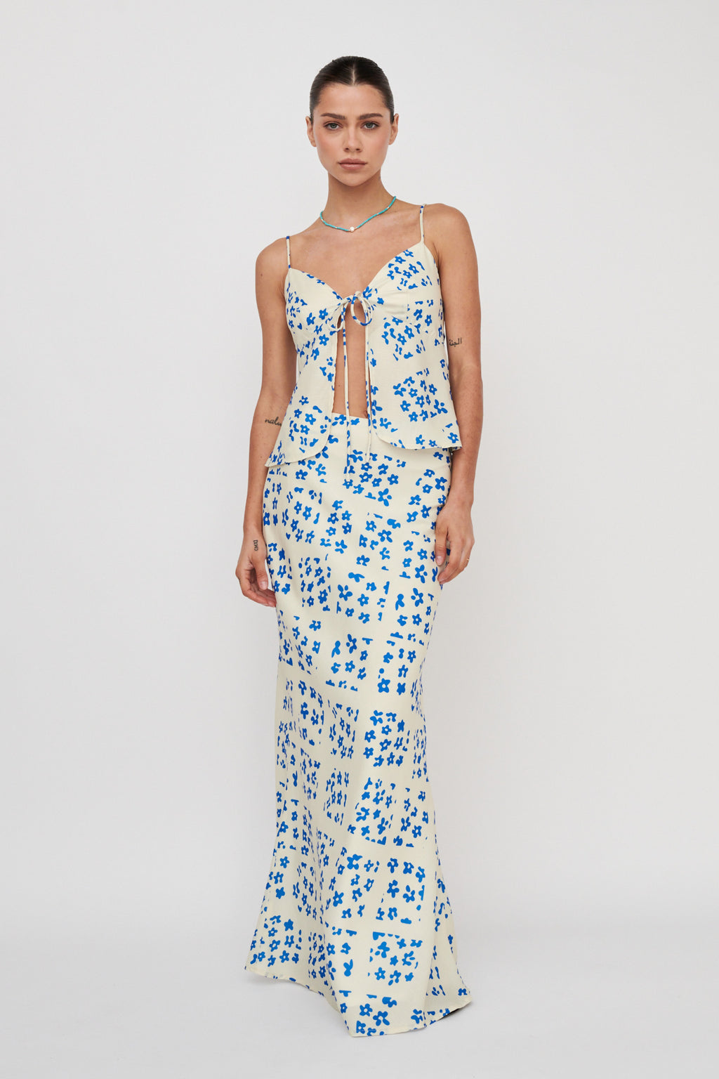 Heart & Soul Maxi Skirt Floral Cream by Selfie Leslie
