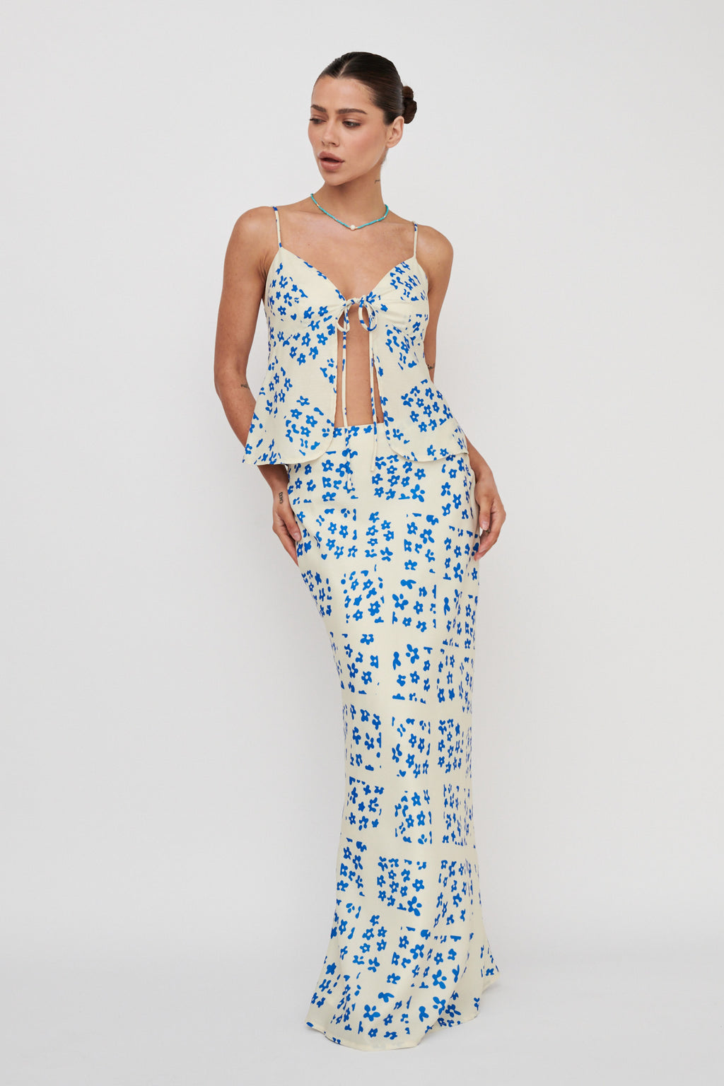 Heart & Soul Maxi Skirt Floral Cream by Selfie Leslie