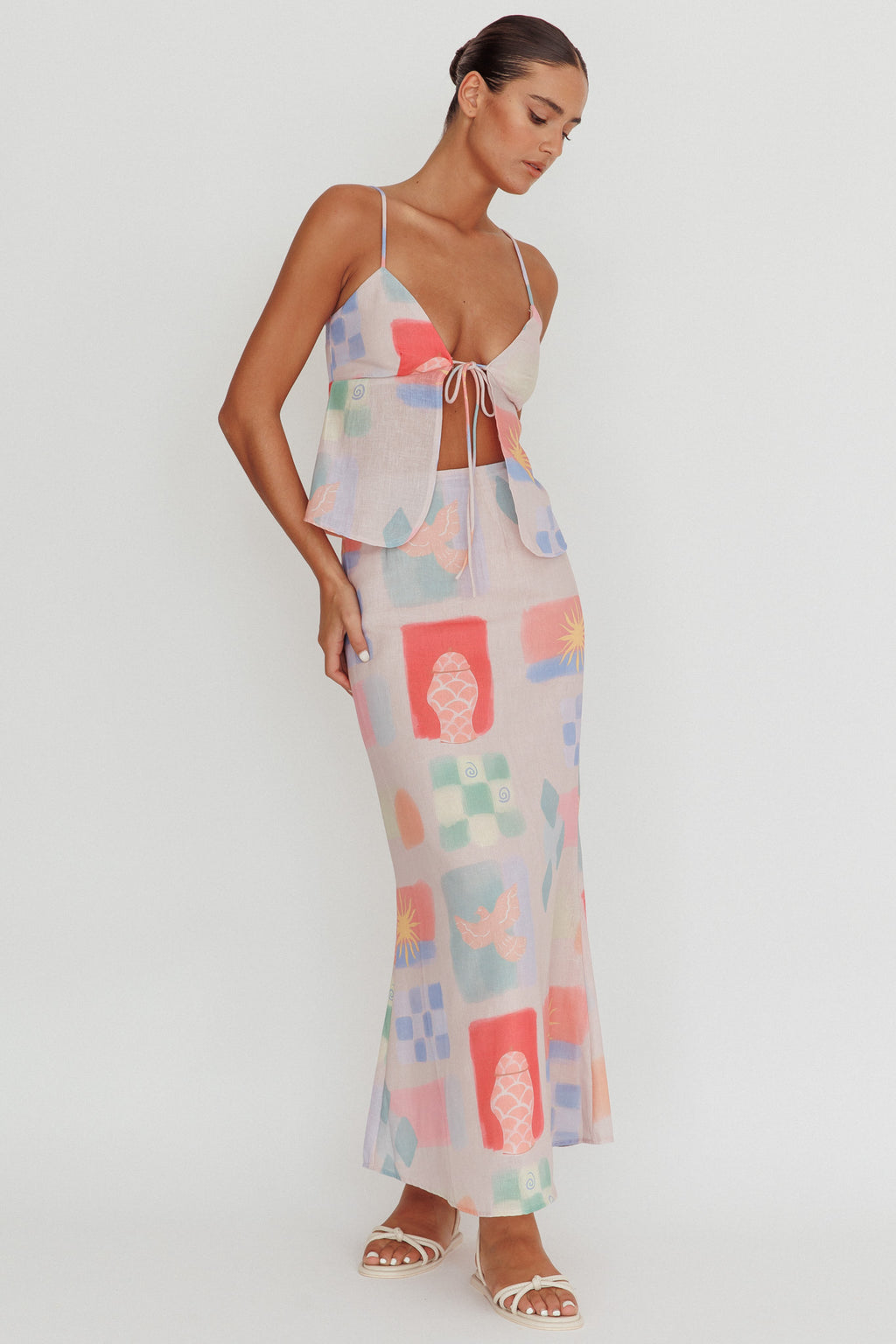 Heart & Soul Tie Front Top Print Multi by Selfie Leslie