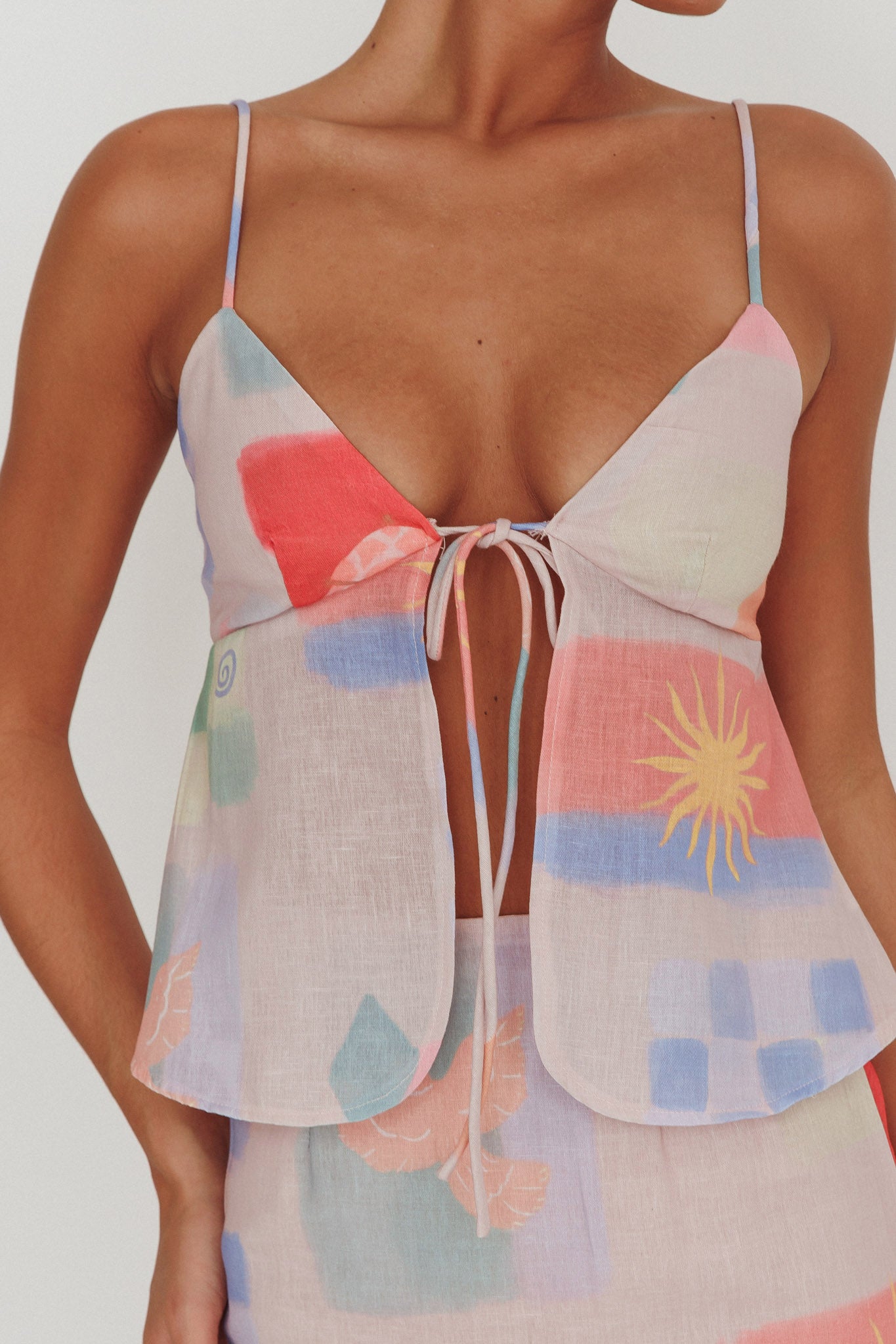 Heart & Soul Tie Front Top Print Multi by Selfie Leslie