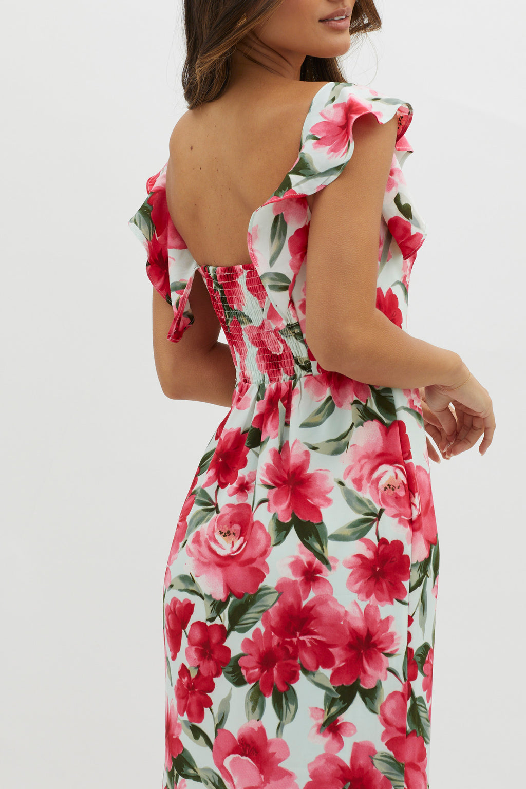 New Era Off Shoulder Maxi Dress Floral Red by Selfie Leslie