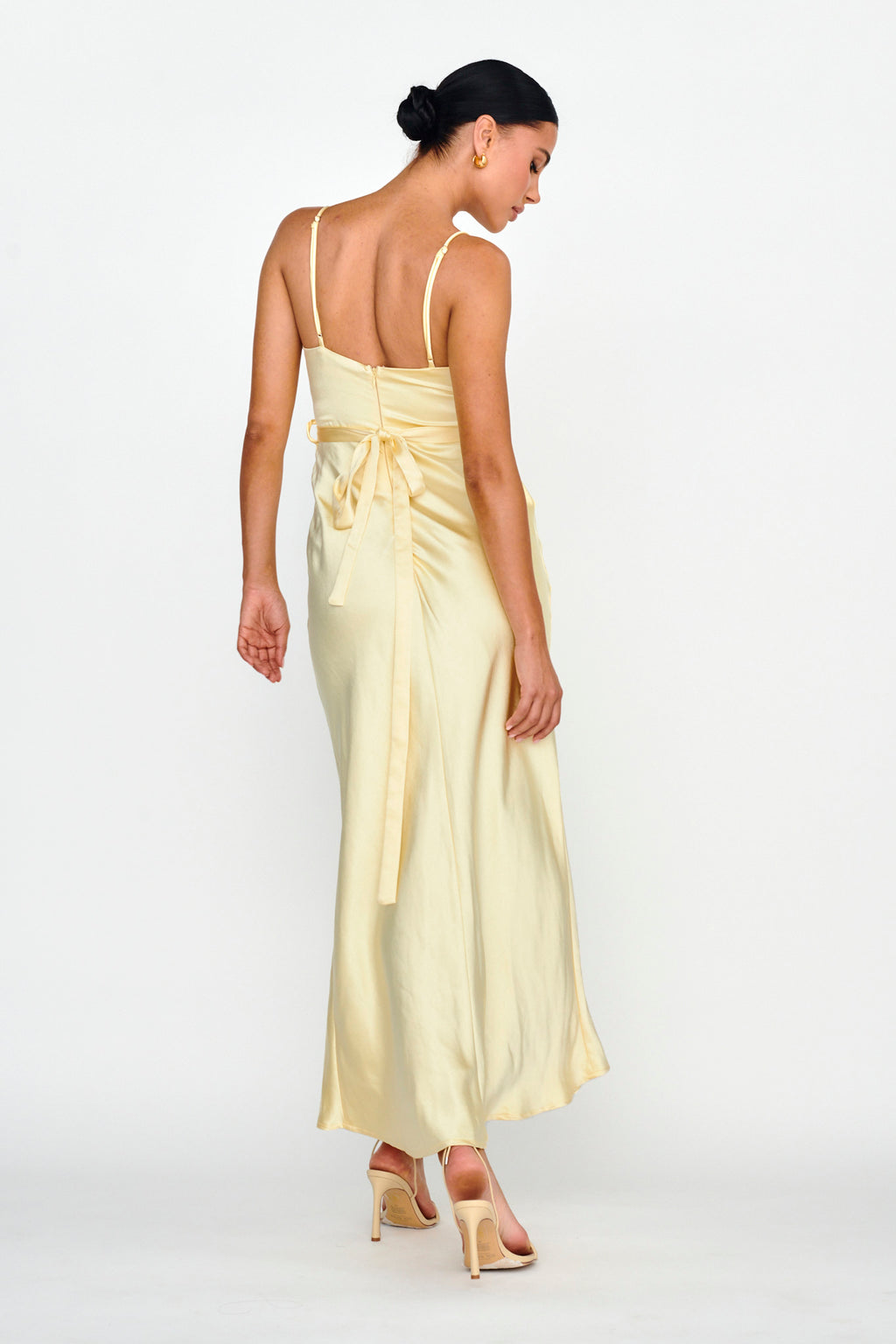 Starring Role Cowl Bust Waist Tie Dress Butter by Selfie Leslie