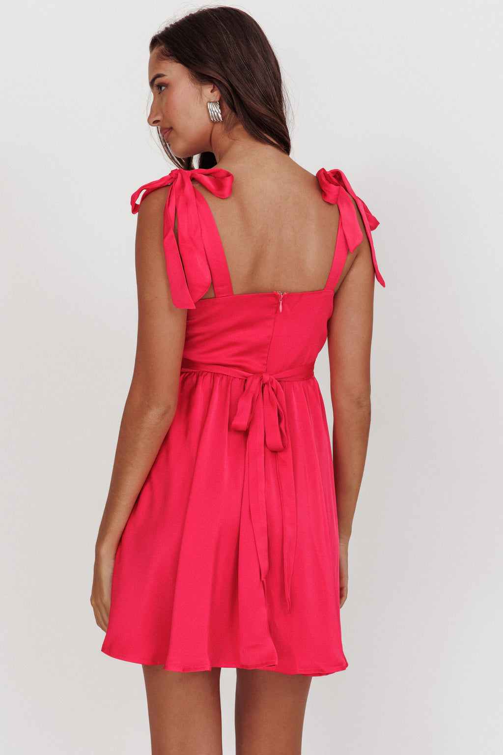 Majesty Tied Shoulder Mini Dress Hot Pink by Selfie Leslie