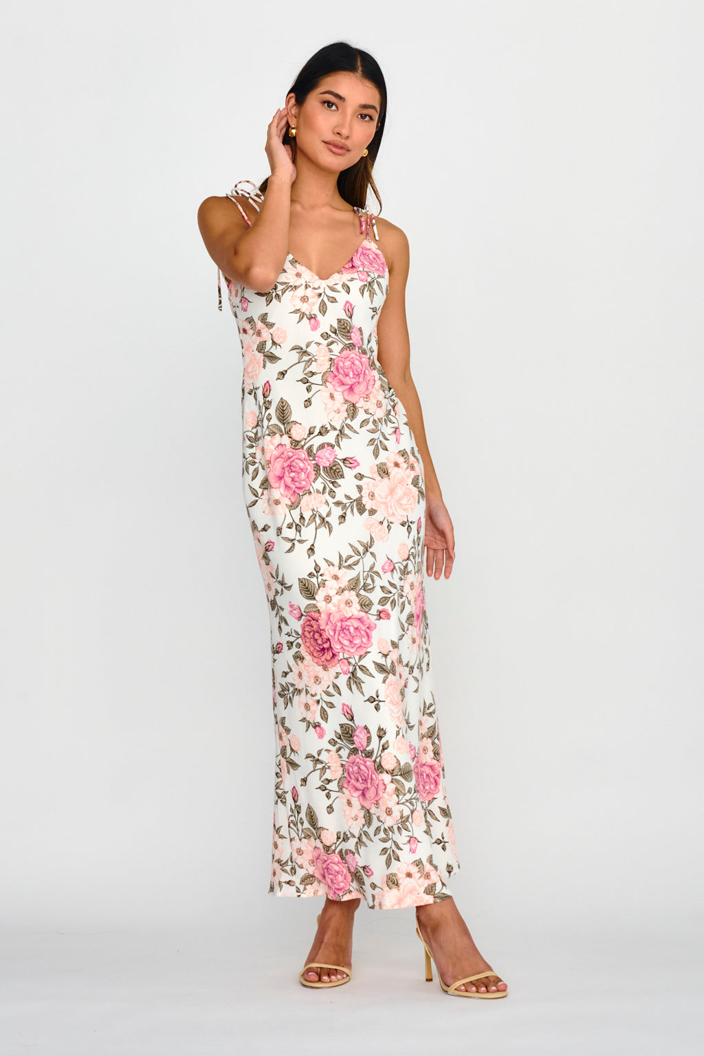 Florenze Tied Shoulder Dress Floral Pink by Selfie Leslie