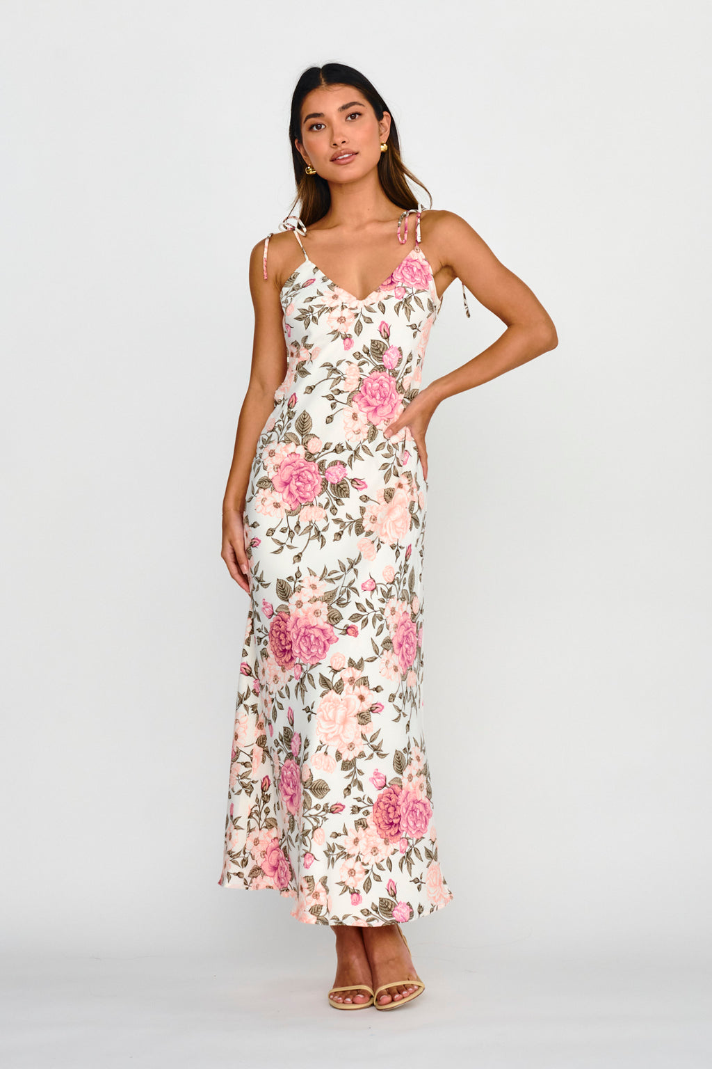 Florenze Tied Shoulder Dress Floral Pink by Selfie Leslie