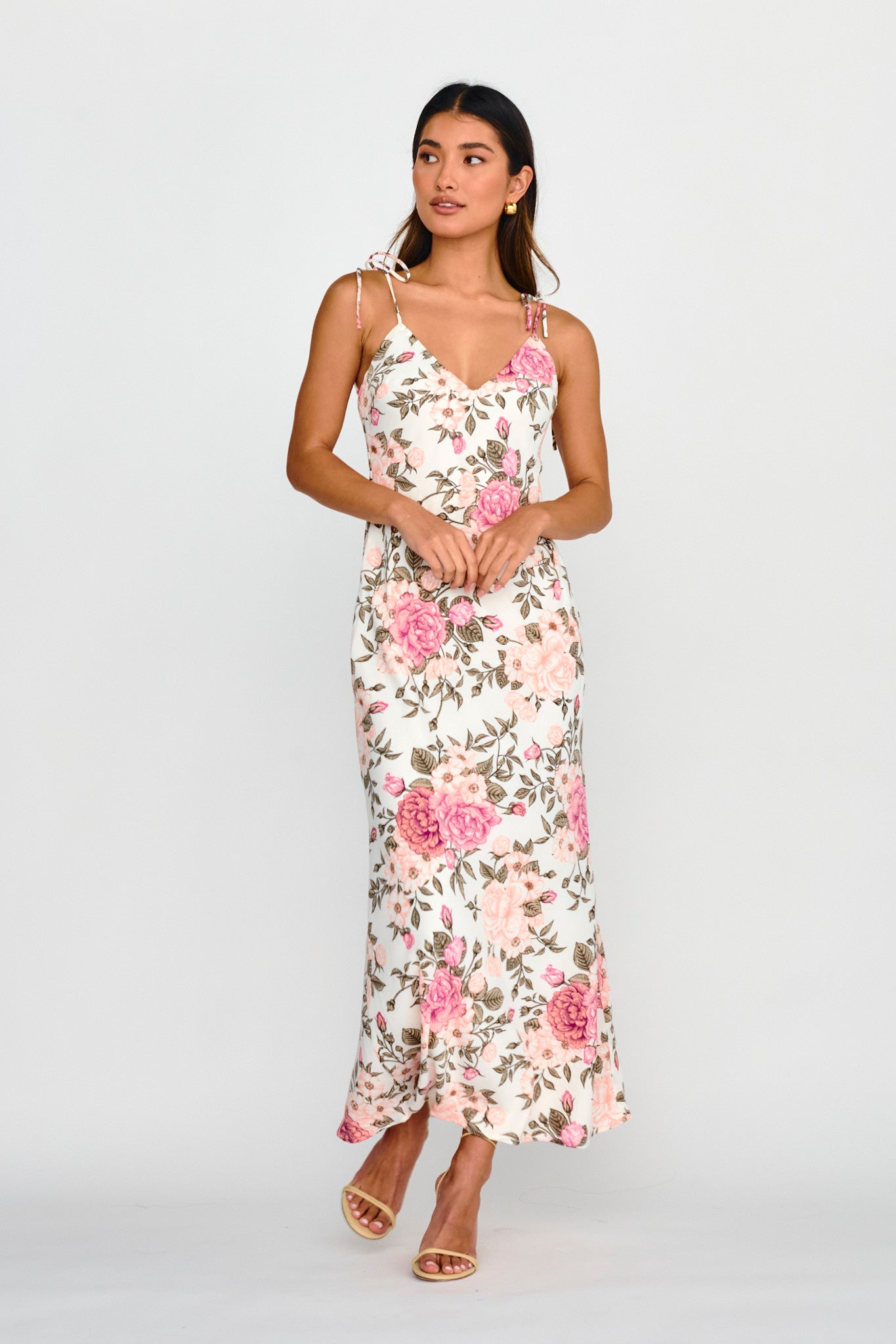 Florenze Tied Shoulder Dress Floral Pink by Selfie Leslie