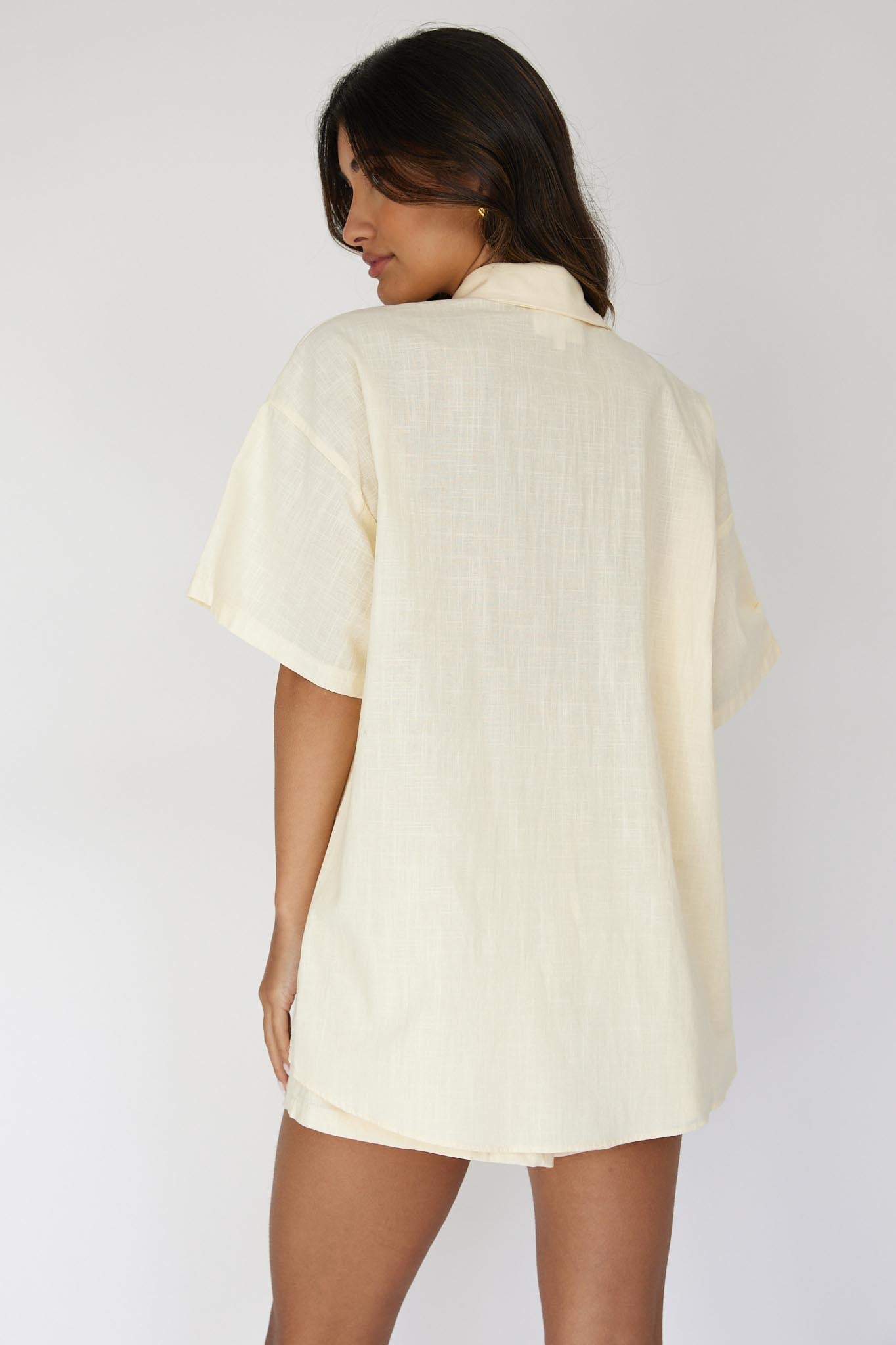 Ciao Ciao Embroidered Button-Up Shirt Butter by Selfie Leslie