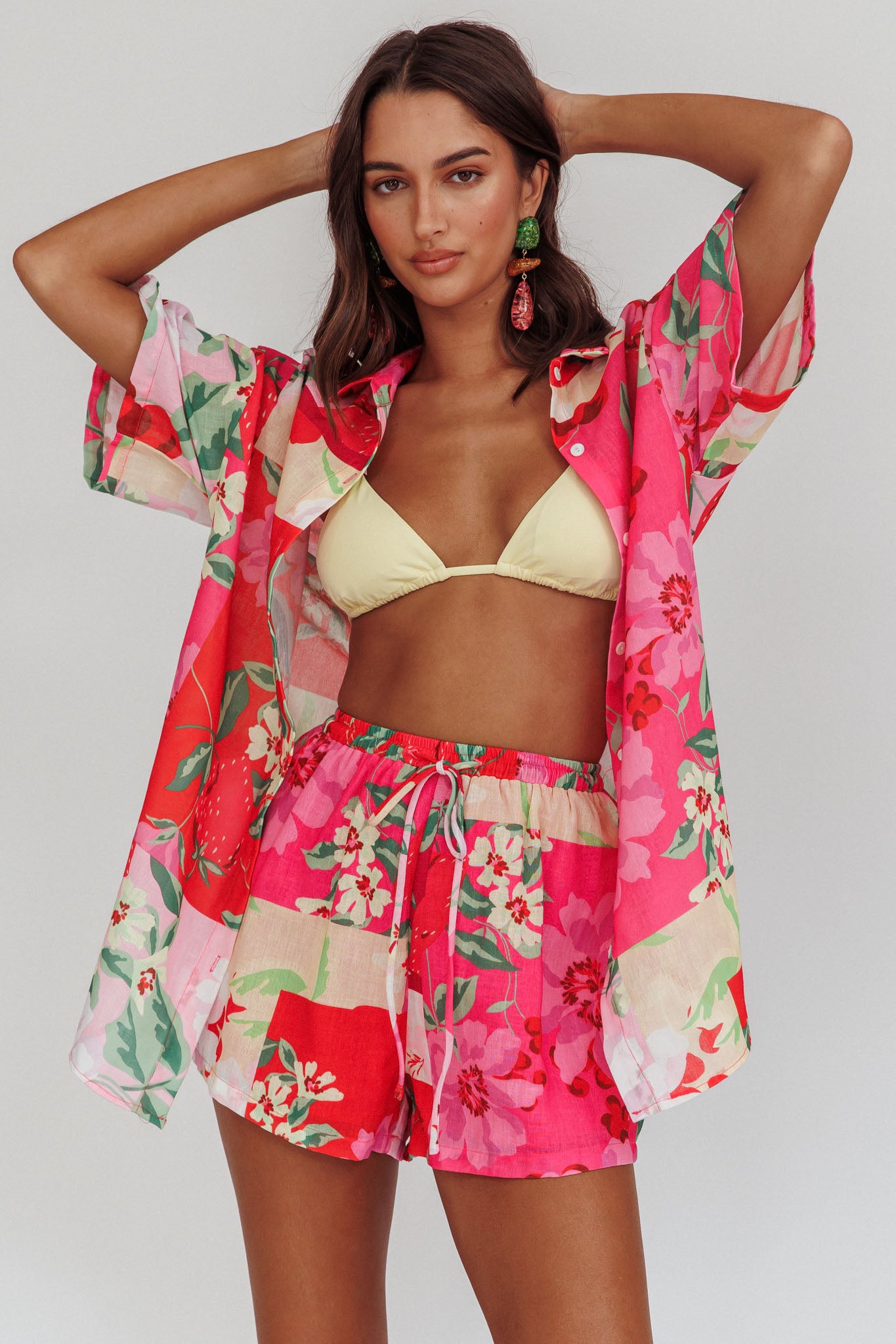 Ciao Ciao Floral Drawstring Shorts Pink by Selfie Leslie