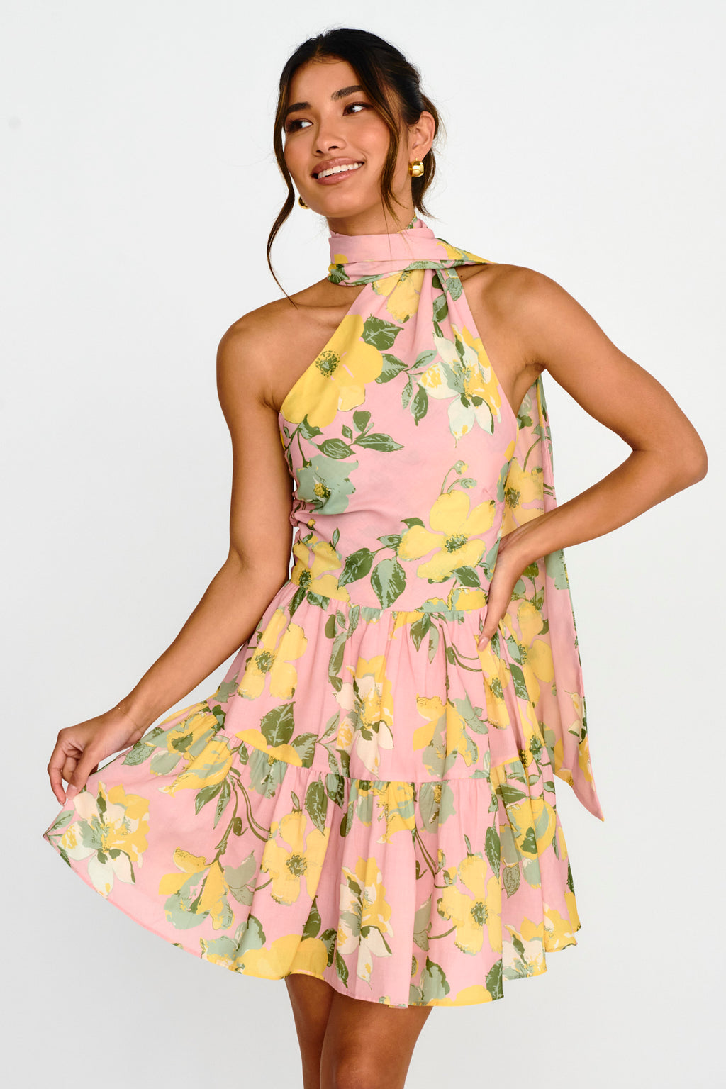 Gimme Love Open Back Flounce Mini Dress Pink by Selfie Leslie