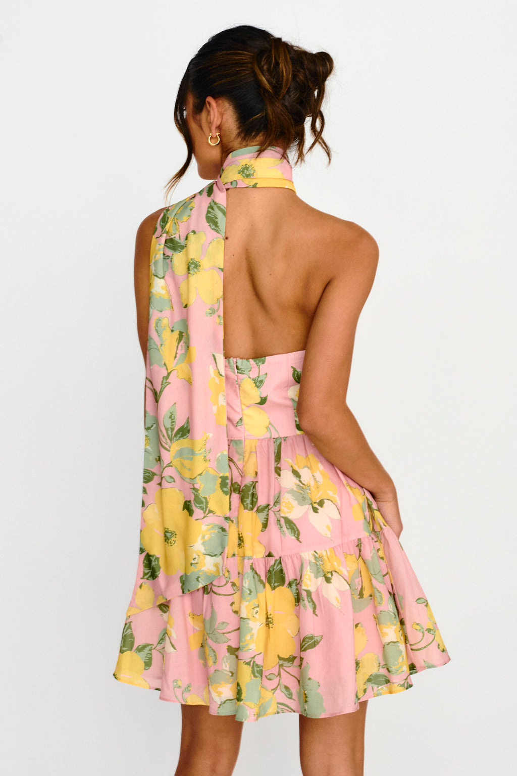 Gimme Love Open Back Flounce Mini Dress Pink by Selfie Leslie