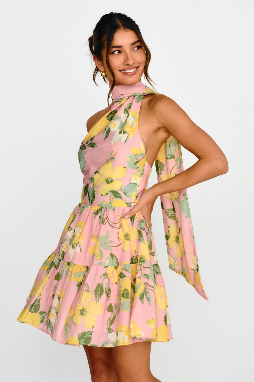 Gimme Love Open Back Flounce Mini Dress Pink by Selfie Leslie