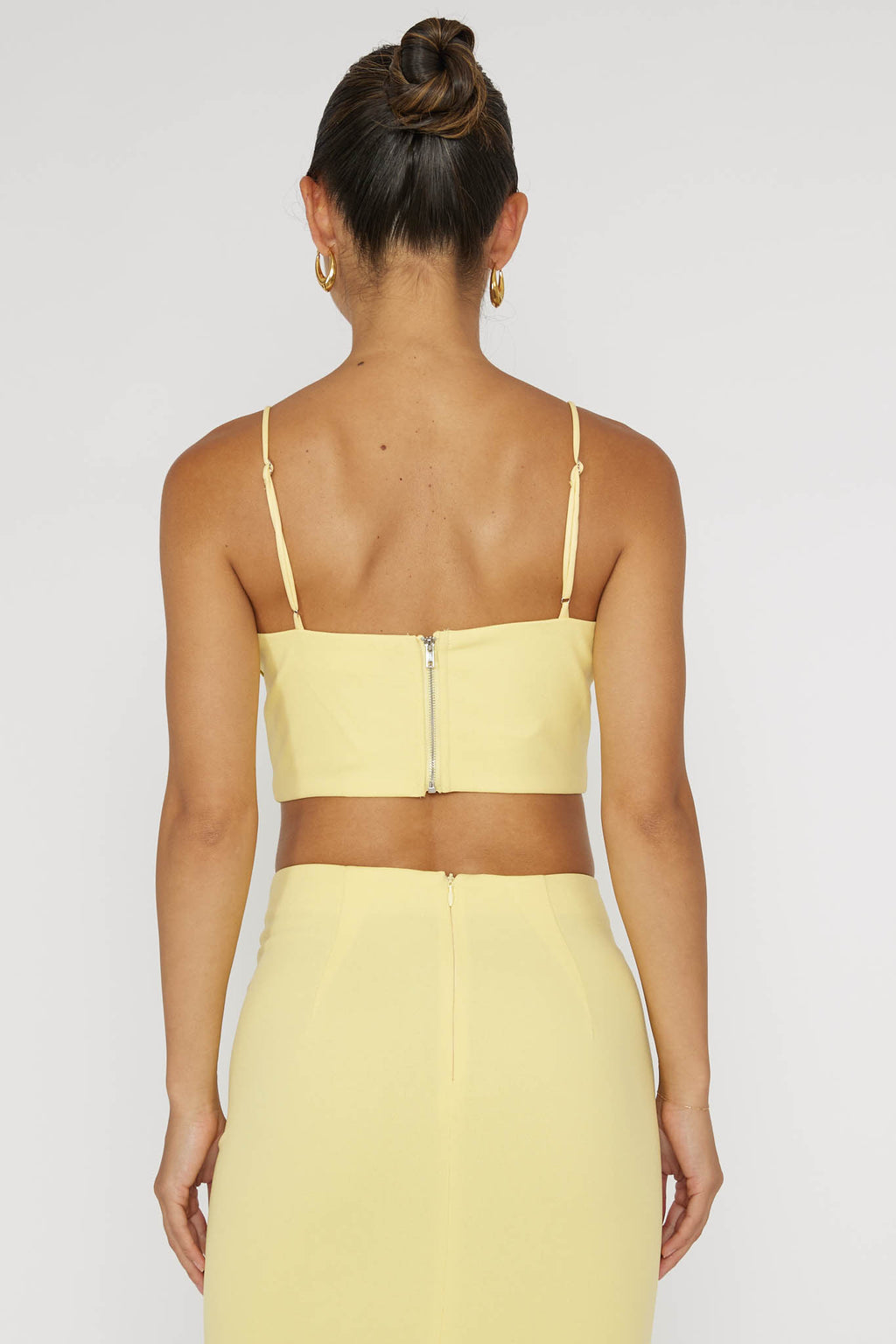 Ferrera Piping Trim Crop Top Yellow by Selfie Leslie