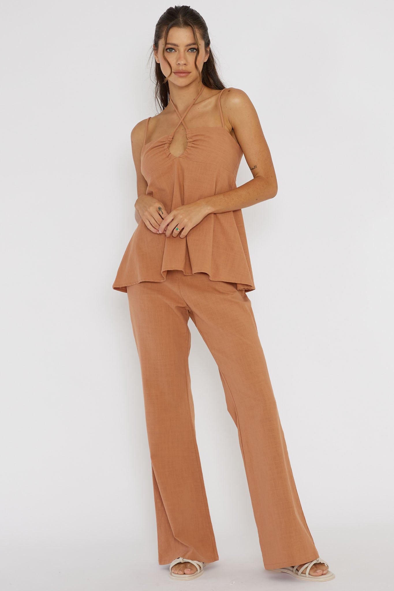 Freestyle Flared Pants Sand by Selfie Leslie