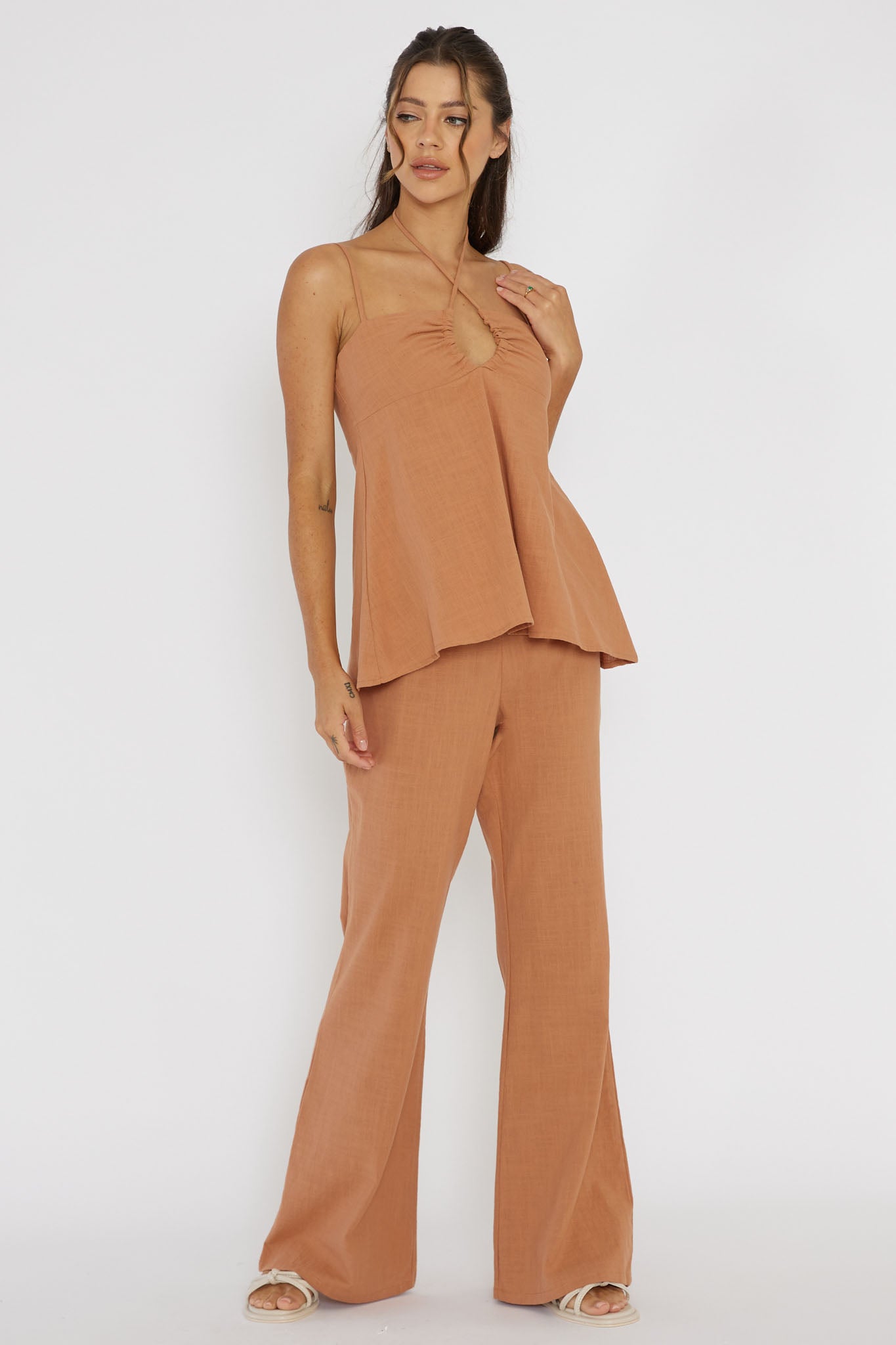 Freestyle Flared Pants Sand by Selfie Leslie