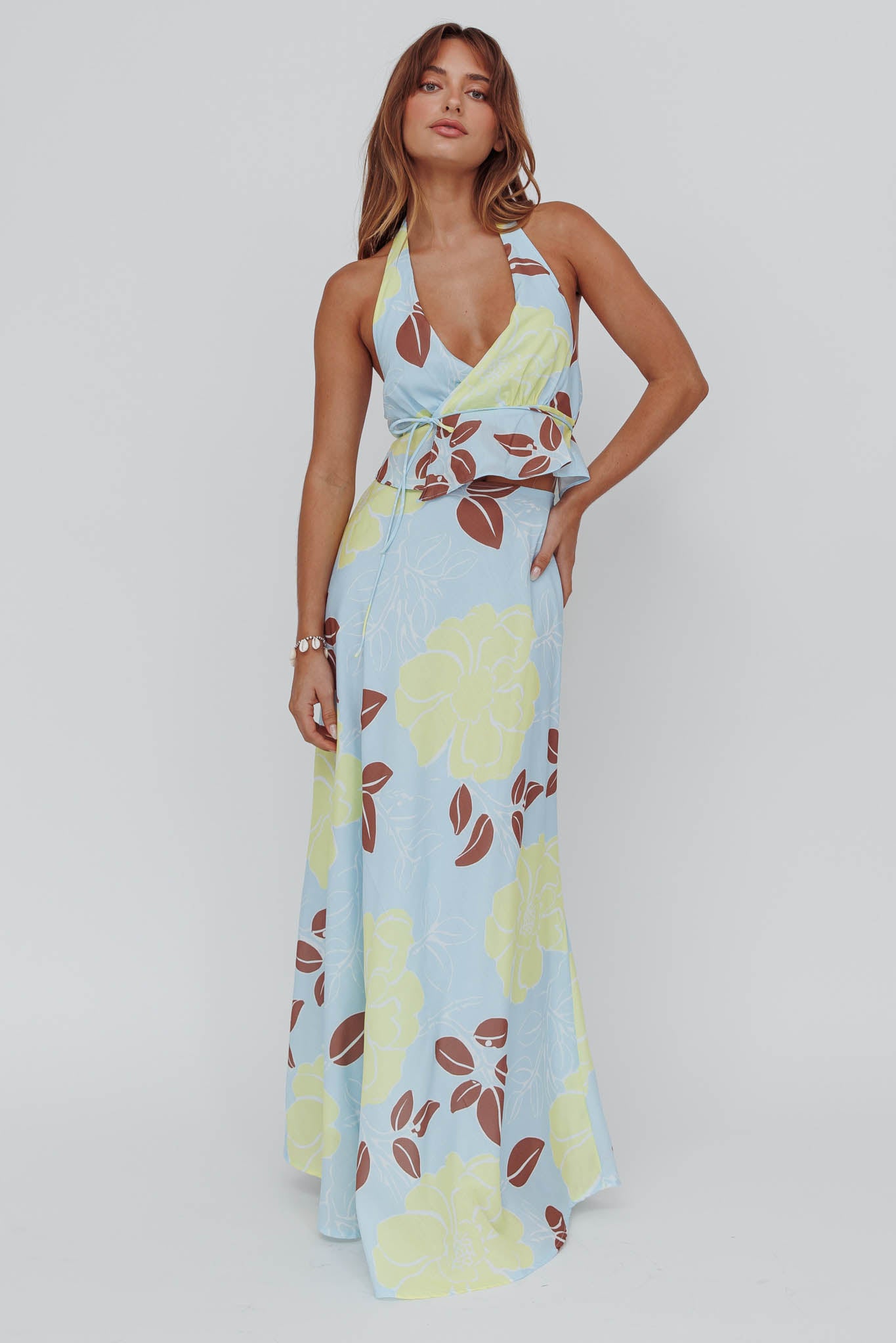 Kika Maxi Skirt Floral Blue by Selfie Leslie