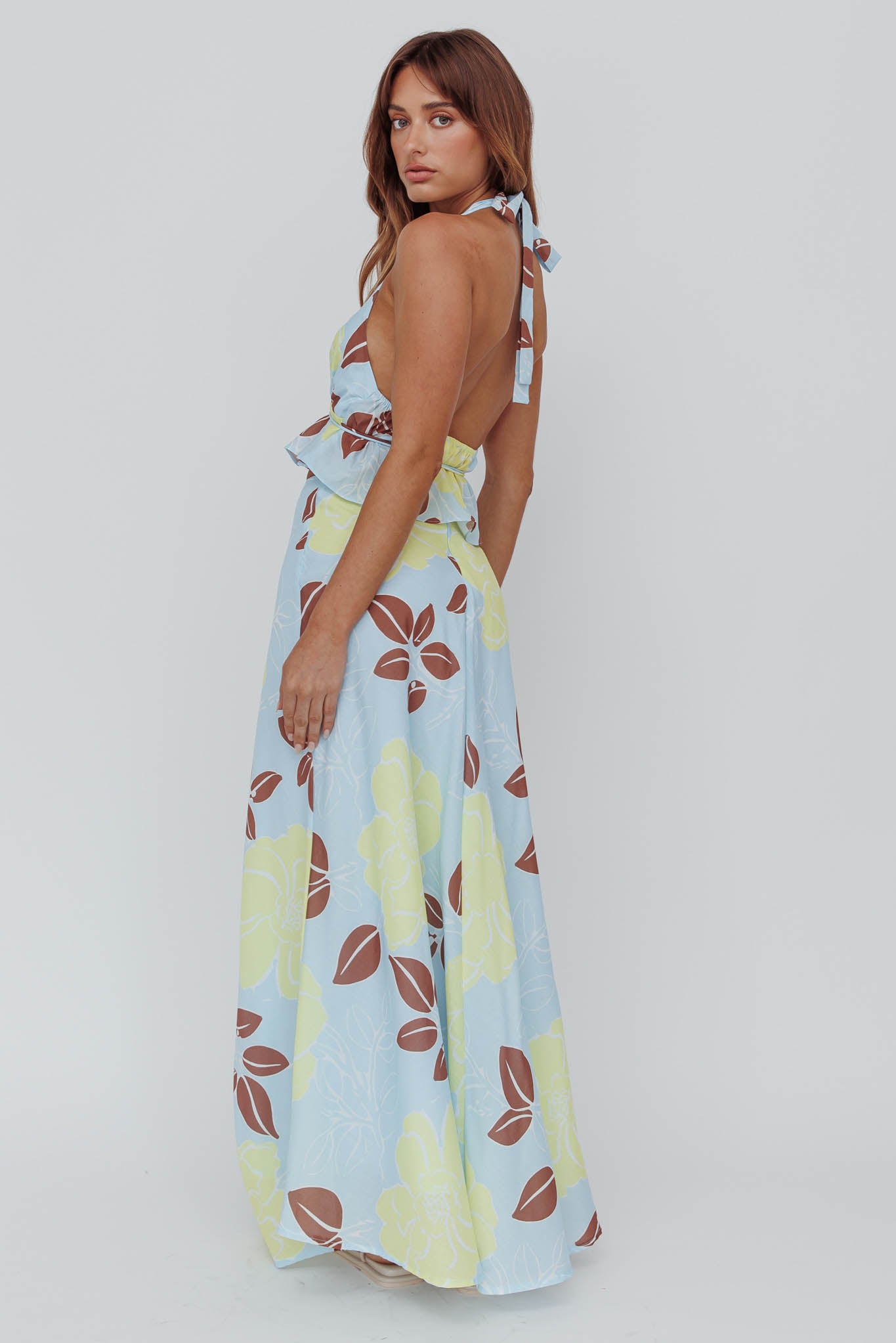 Kika Maxi Skirt Floral Blue by Selfie Leslie