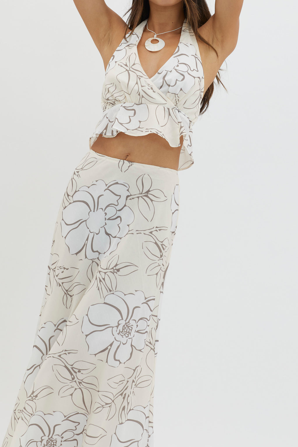 Kika Maxi Skirt Floral Cream by Selfie Leslie