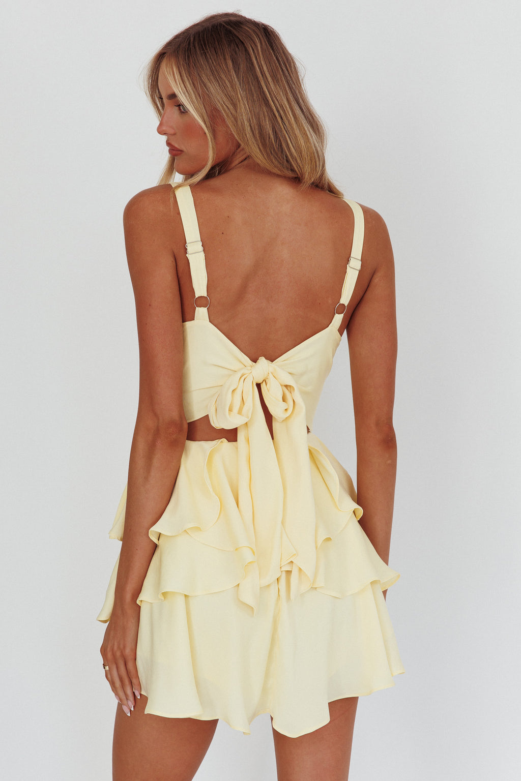 Like Me Tied Back Layered Mini Dress Yellow by Selfie Leslie