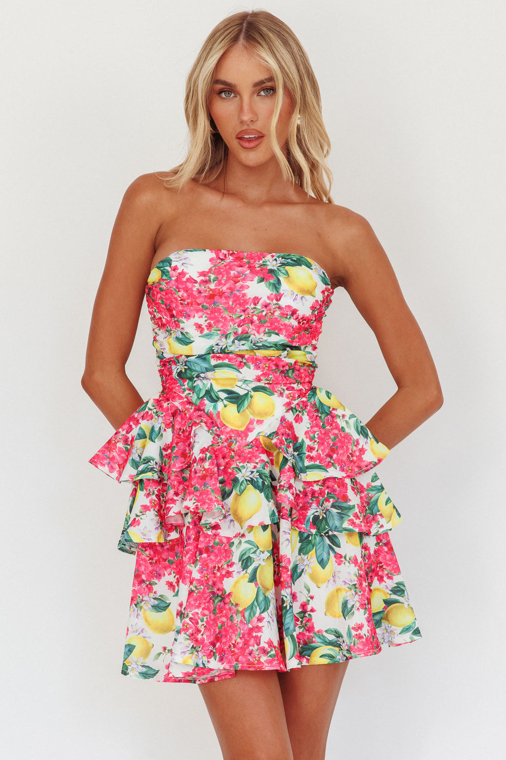 Like Me Tied Back Layered Mini Dress Citrus Pink by Selfie Leslie