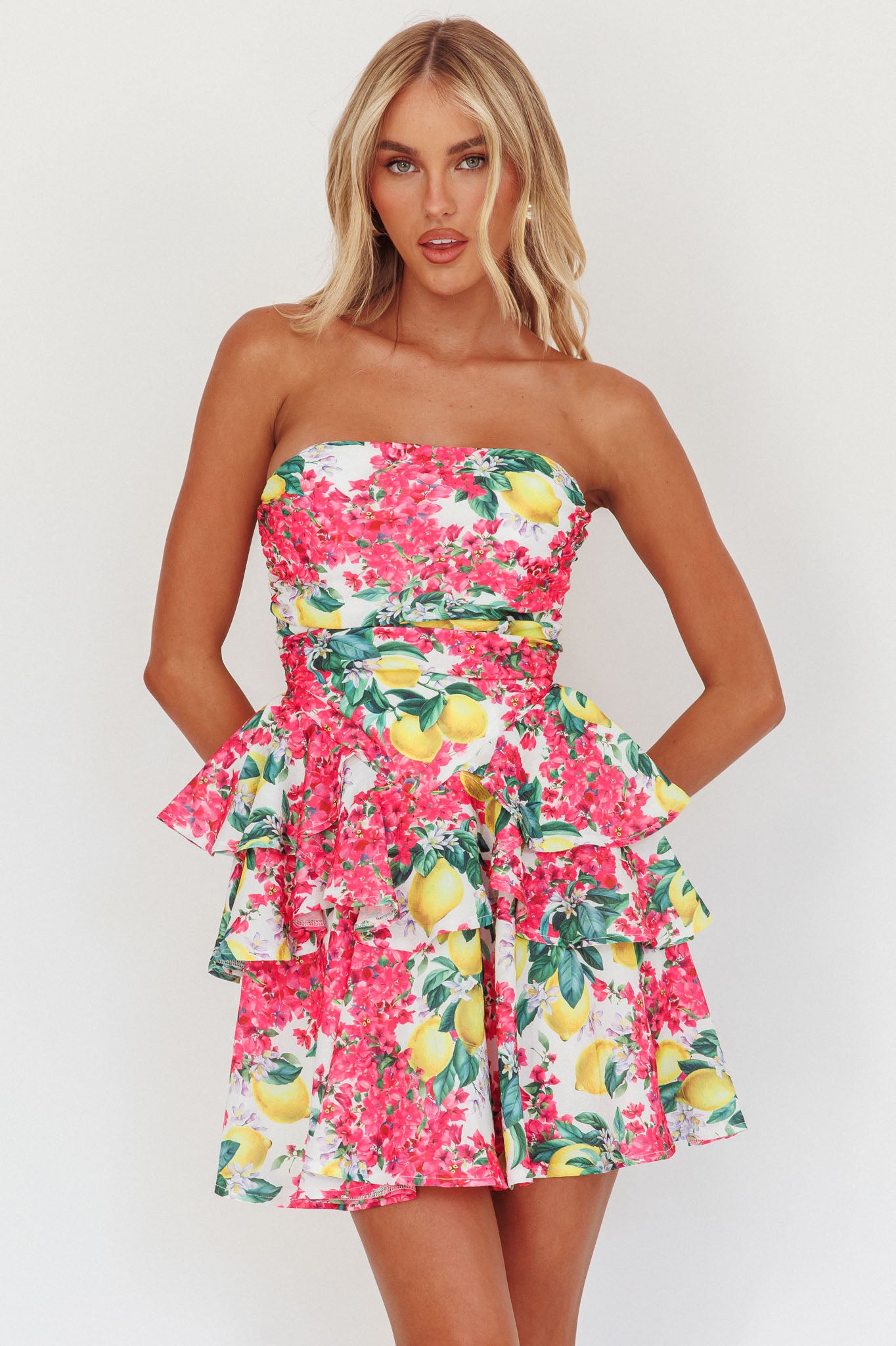 Like Me Tied Back Layered Mini Dress Citrus Pink by Selfie Leslie