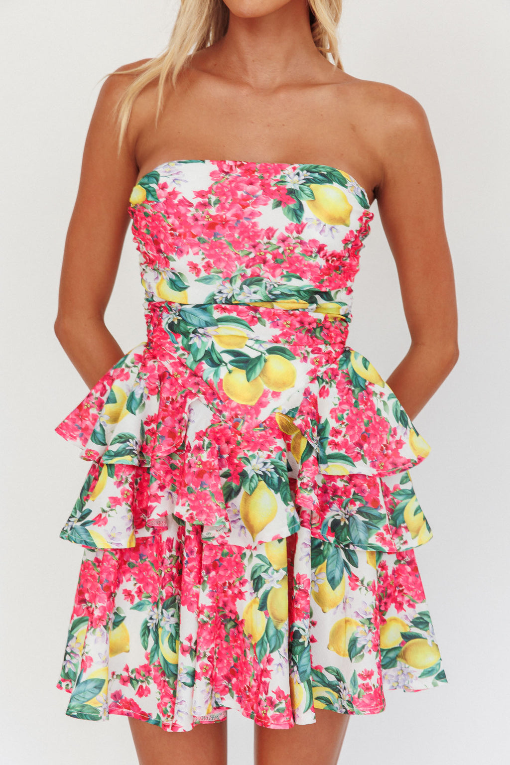 Like Me Tied Back Layered Mini Dress Citrus Pink by Selfie Leslie