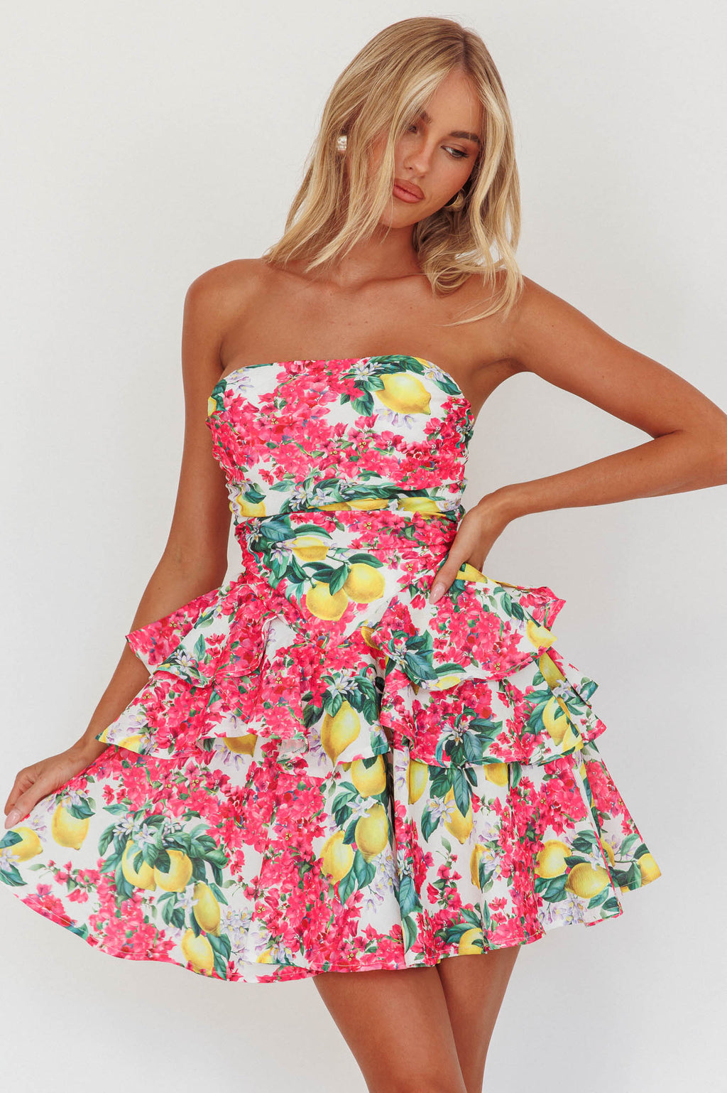 Like Me Tied Back Layered Mini Dress Citrus Pink by Selfie Leslie