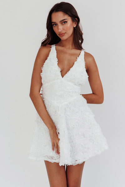 Lavalle Criss-Cross Embellished Mini Dress White | Selfie Leslie