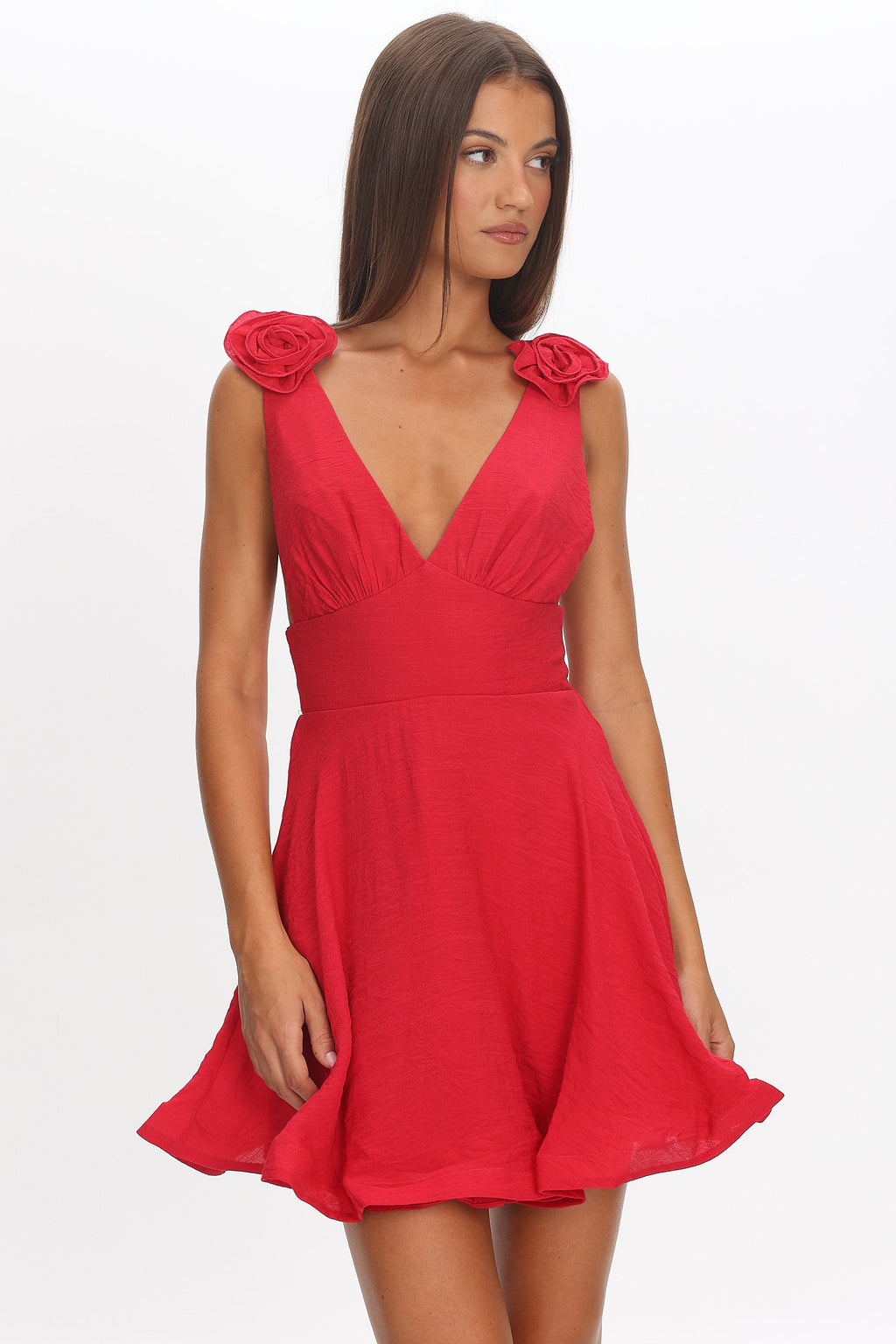Kalinda Detachable Rose Mini Dress Red by Selfie Leslie