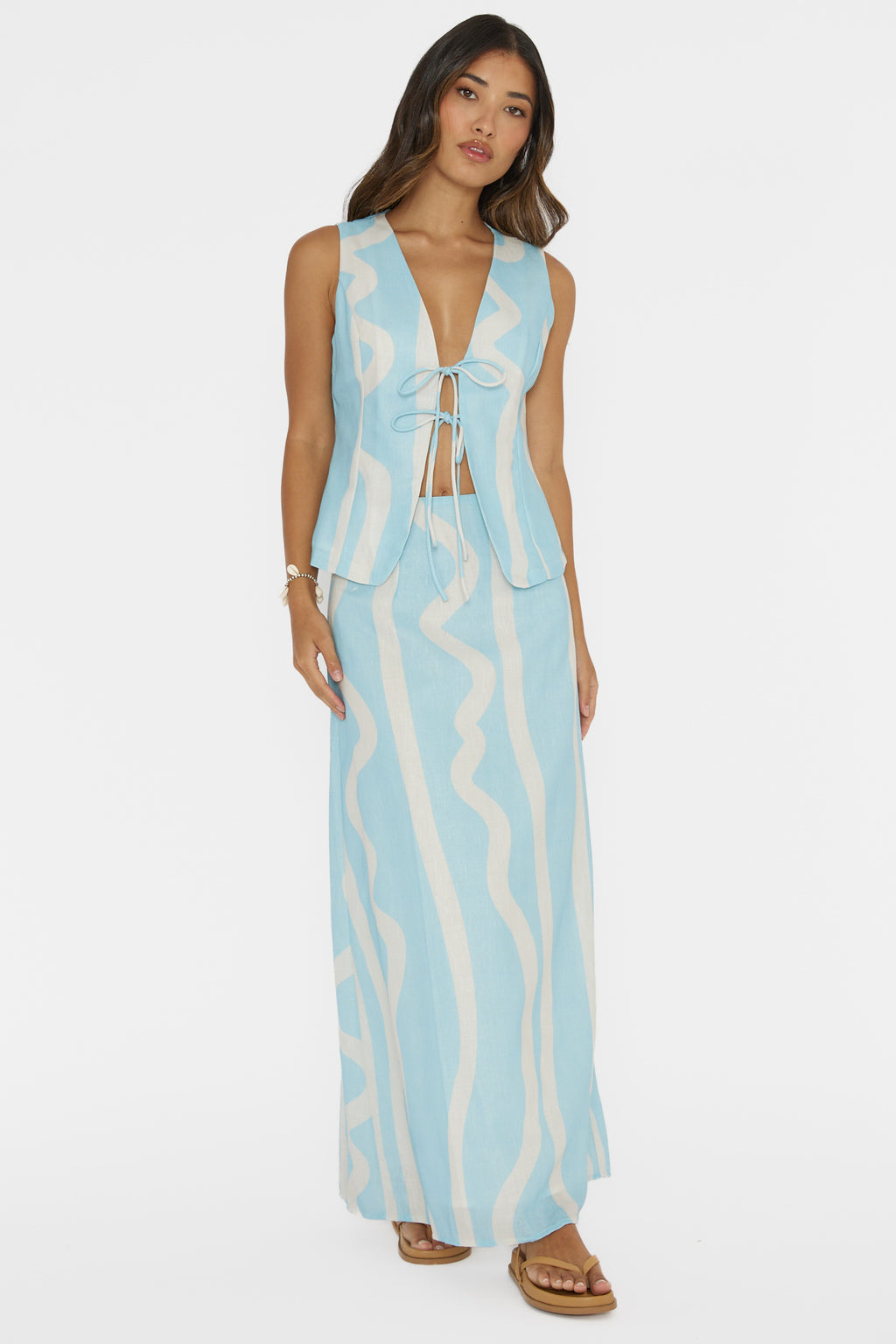 Meet Me There Maxi Skirt Abstract Blue by Selfie Leslie
