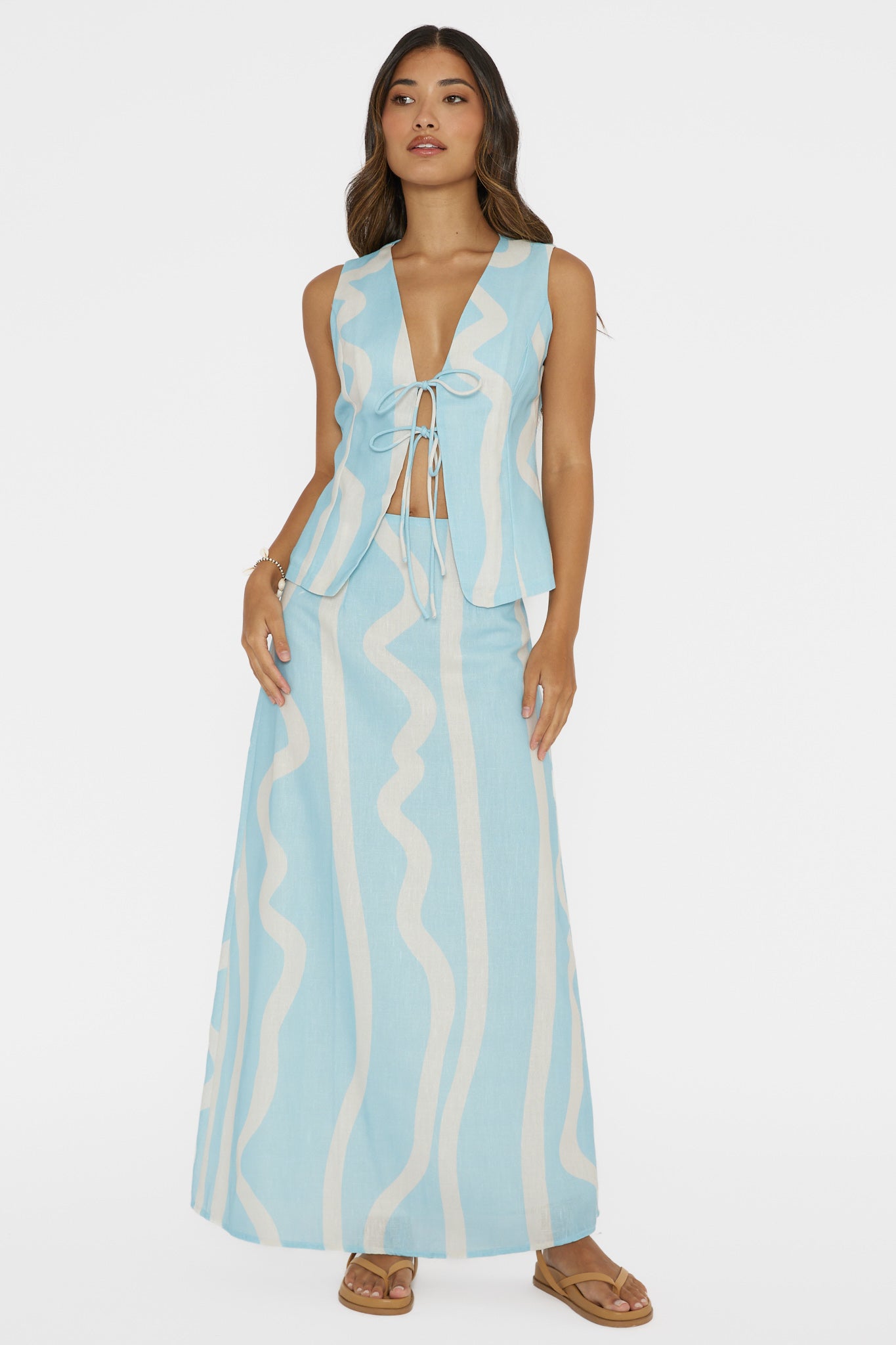 Meet Me There Tied Vest Top Abstract Blue by Selfie Leslie