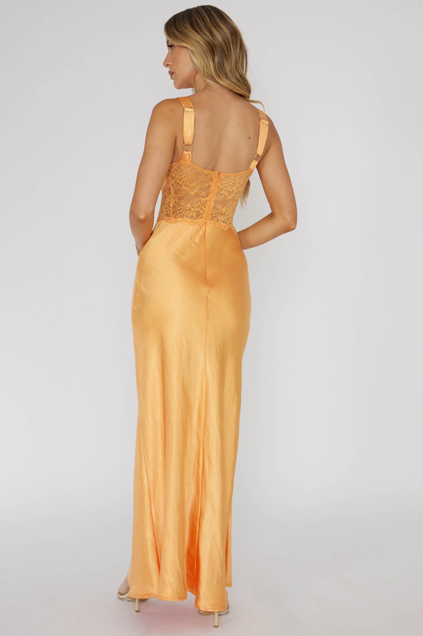 One Heart Lace Insert Maxi Dress Mango by Selfie Leslie