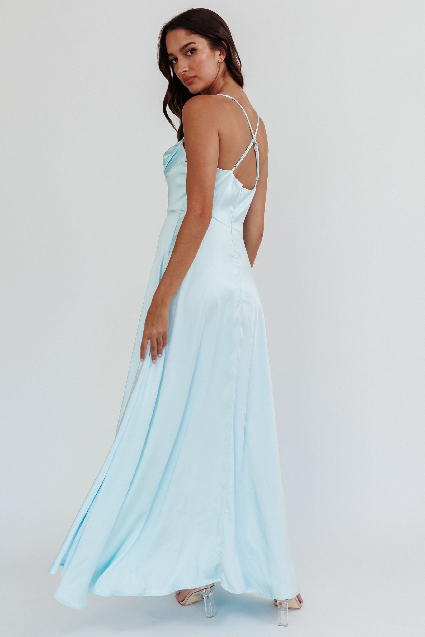Inner Light Gathered Bust Split Maxi Dress Mint Inner Light Gathered Bust Split Maxi Dress Mint