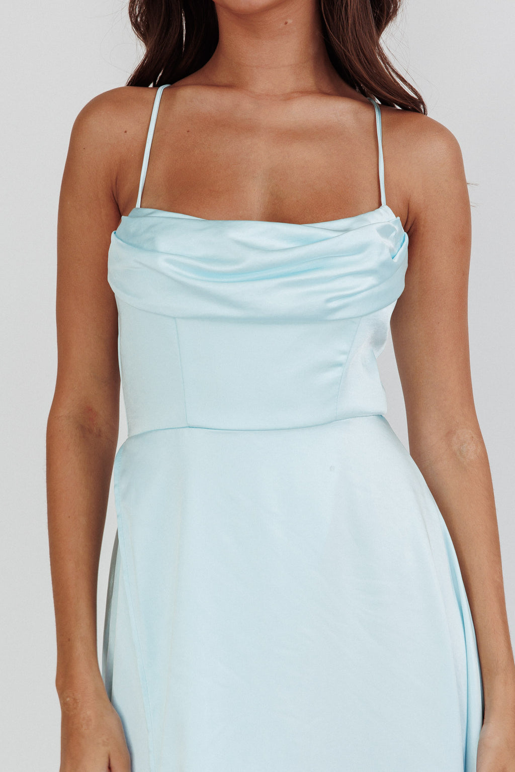 Inner Light Gathered Bust Split Midi Dress Mint by Selfie Leslie
