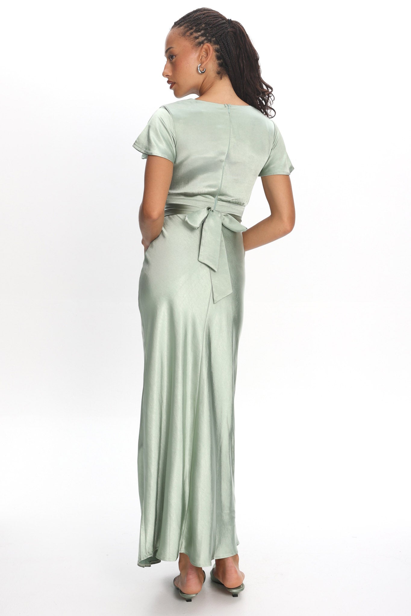 Irena Twist Bust Short Sleeve Dress Sage Irena Twist Bust Short Sleeve Dress Sage
