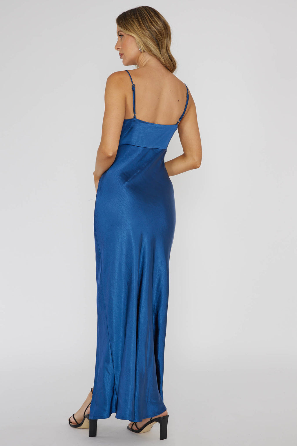 Marlie Side Pleat Maxi Dress Navy by Selfie Leslie