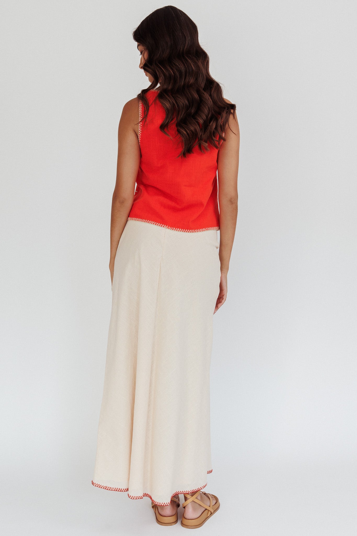 Dose Of Sunshine Blanket Stitch Skirt Beige by Selfie Leslie