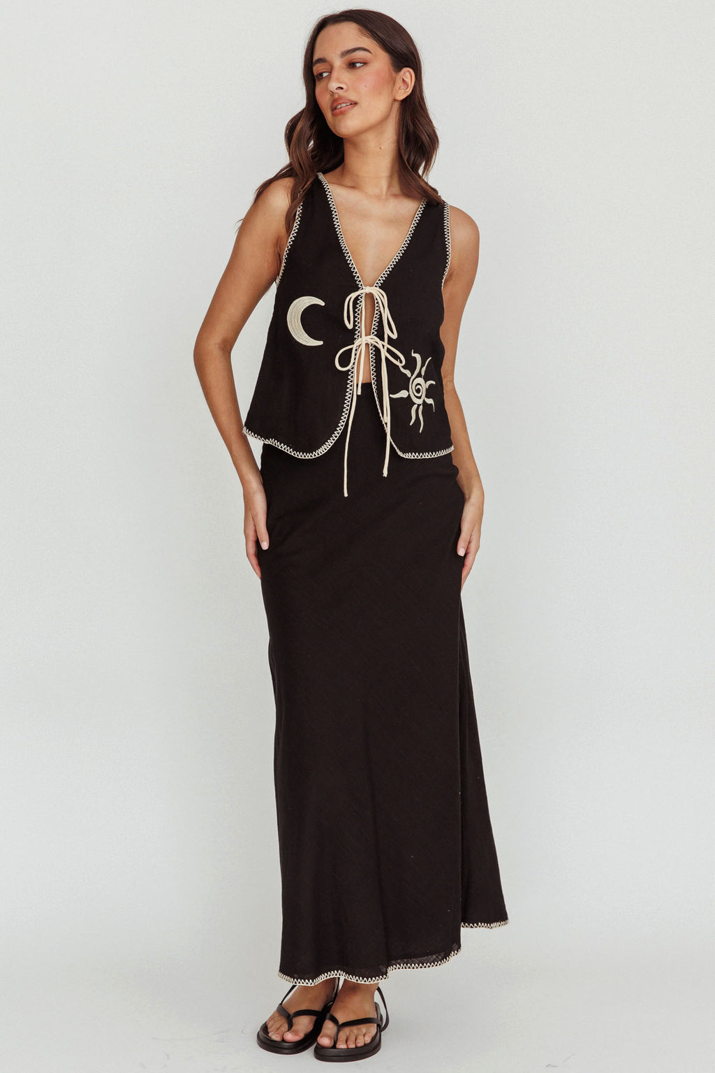 Dose Of Sunshine Blanket Stitch Skirt Black by Selfie Leslie
