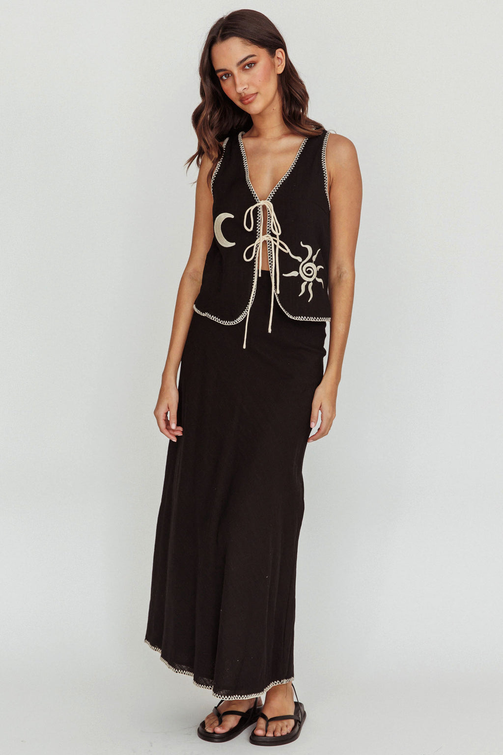 Dose Of Sunshine Blanket Stitch Skirt Black by Selfie Leslie
