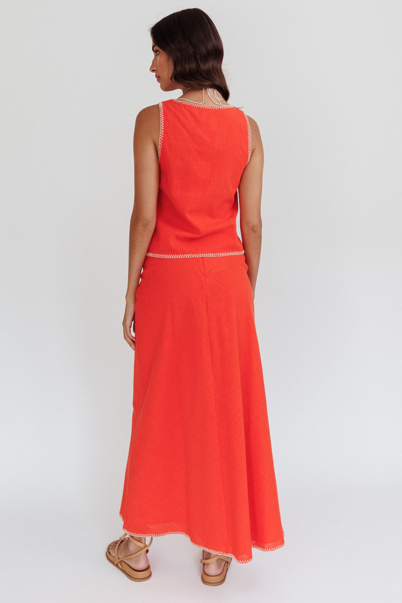 Dose Of Sunshine Blanket Stitch Skirt Orange by Selfie Leslie