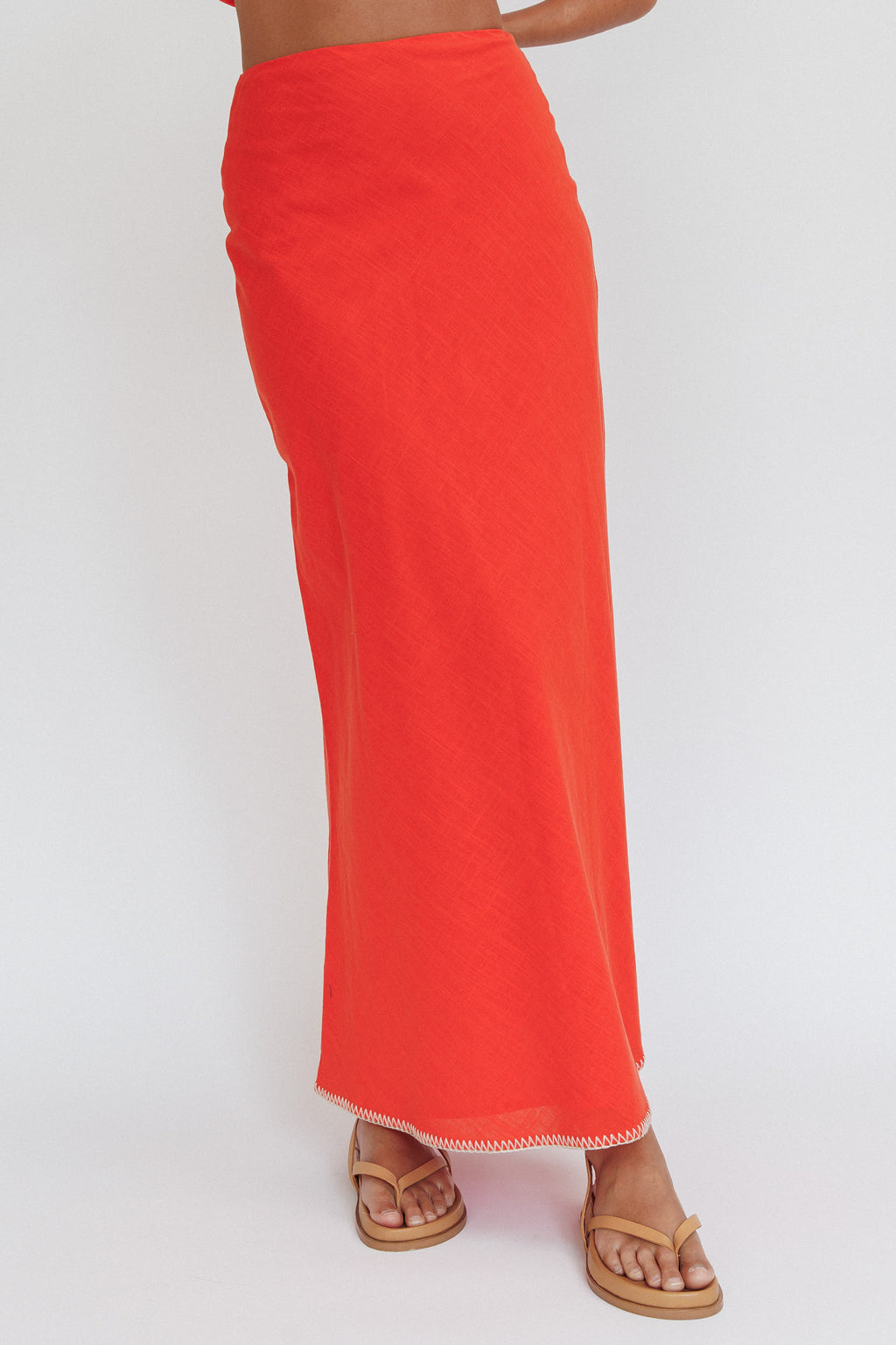 Dose Of Sunshine Blanket Stitch Skirt Orange by Selfie Leslie
