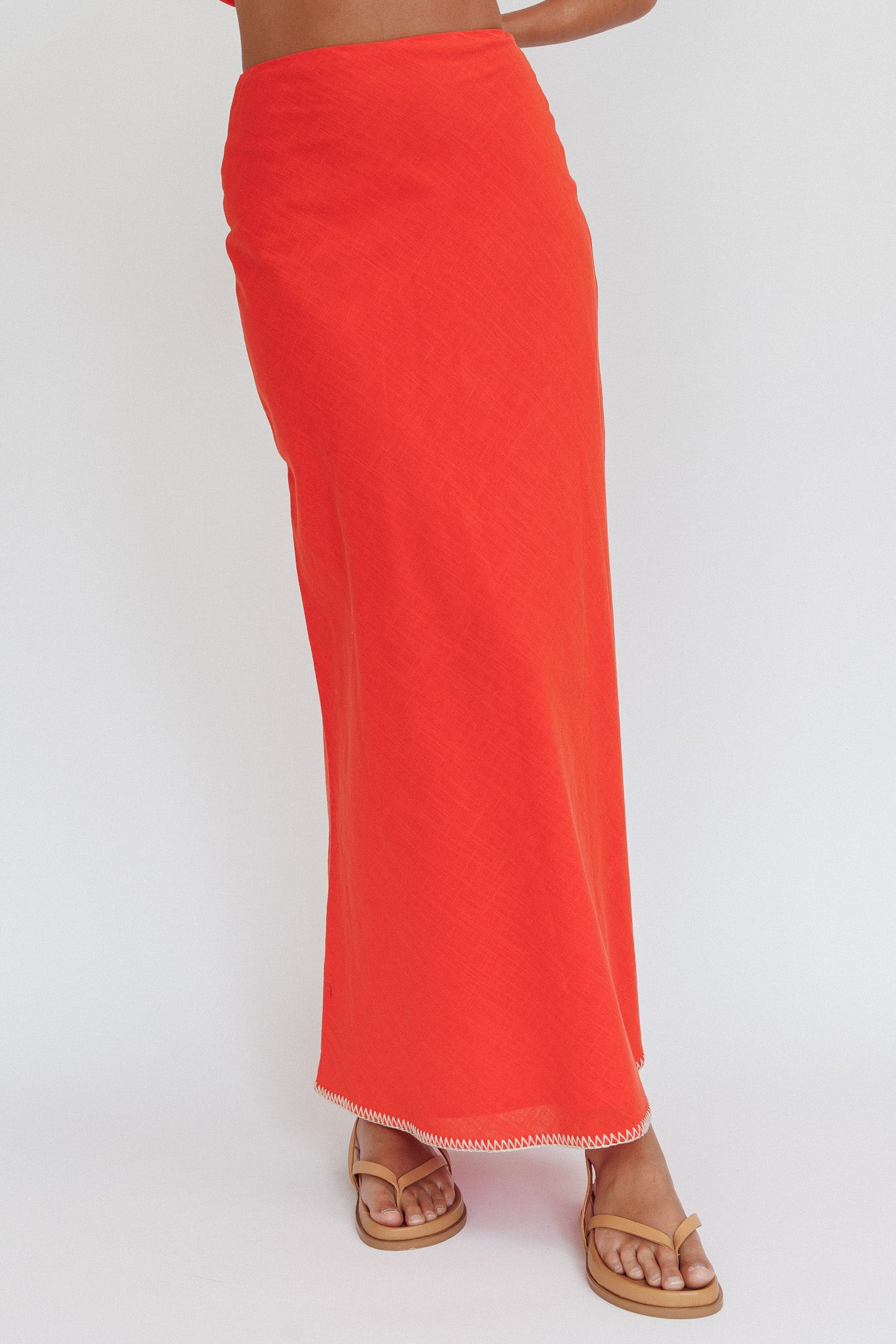 Dose Of Sunshine Blanket Stitch Skirt Orange by Selfie Leslie