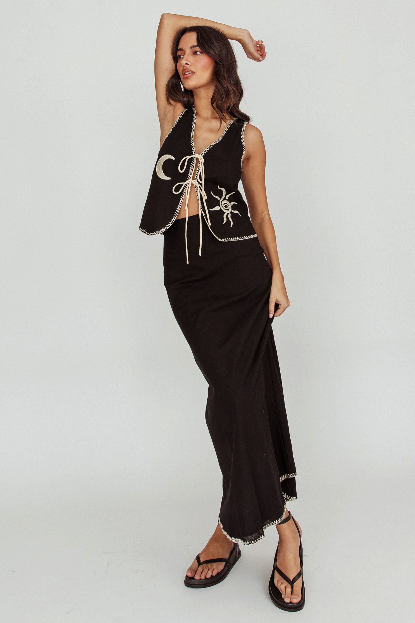 Dose Of Sunshine Blanket Stitch Vest Top Black– Selfie Leslie