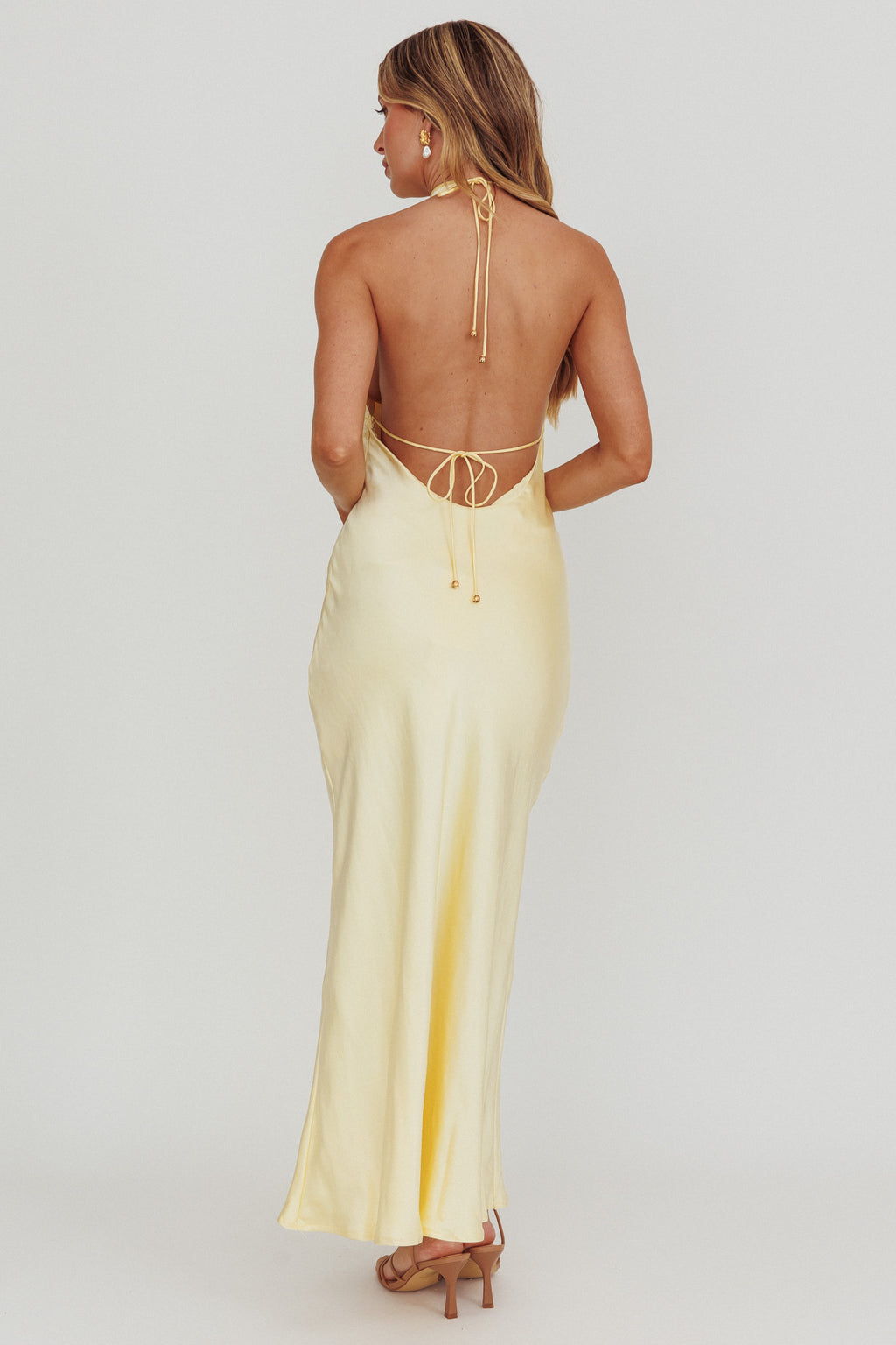 Sweetest Sundays Halterneck Open Back Dress Butter by Selfie Leslie