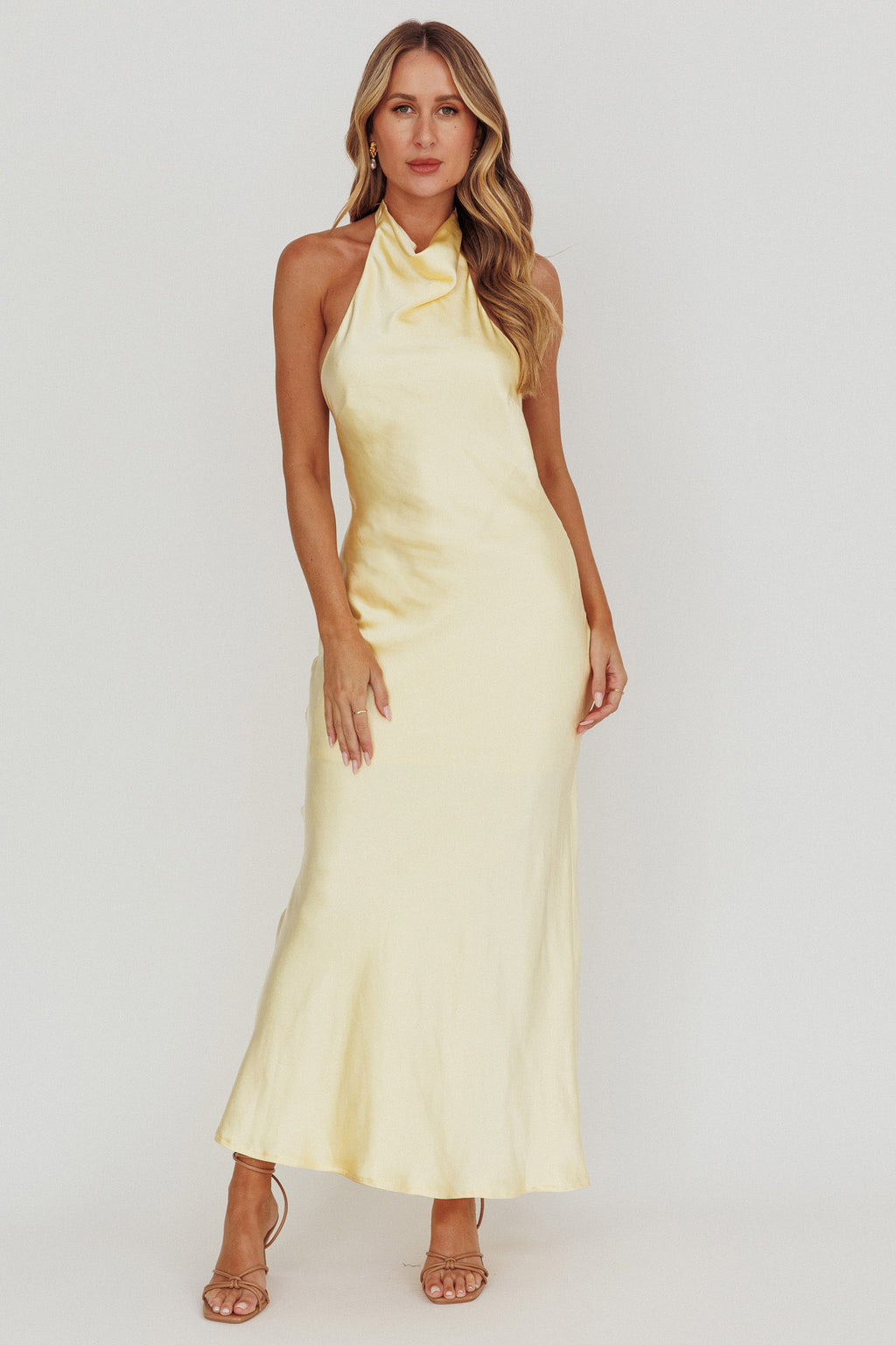 Sweetest Sundays Halterneck Open Back Dress Butter by Selfie Leslie